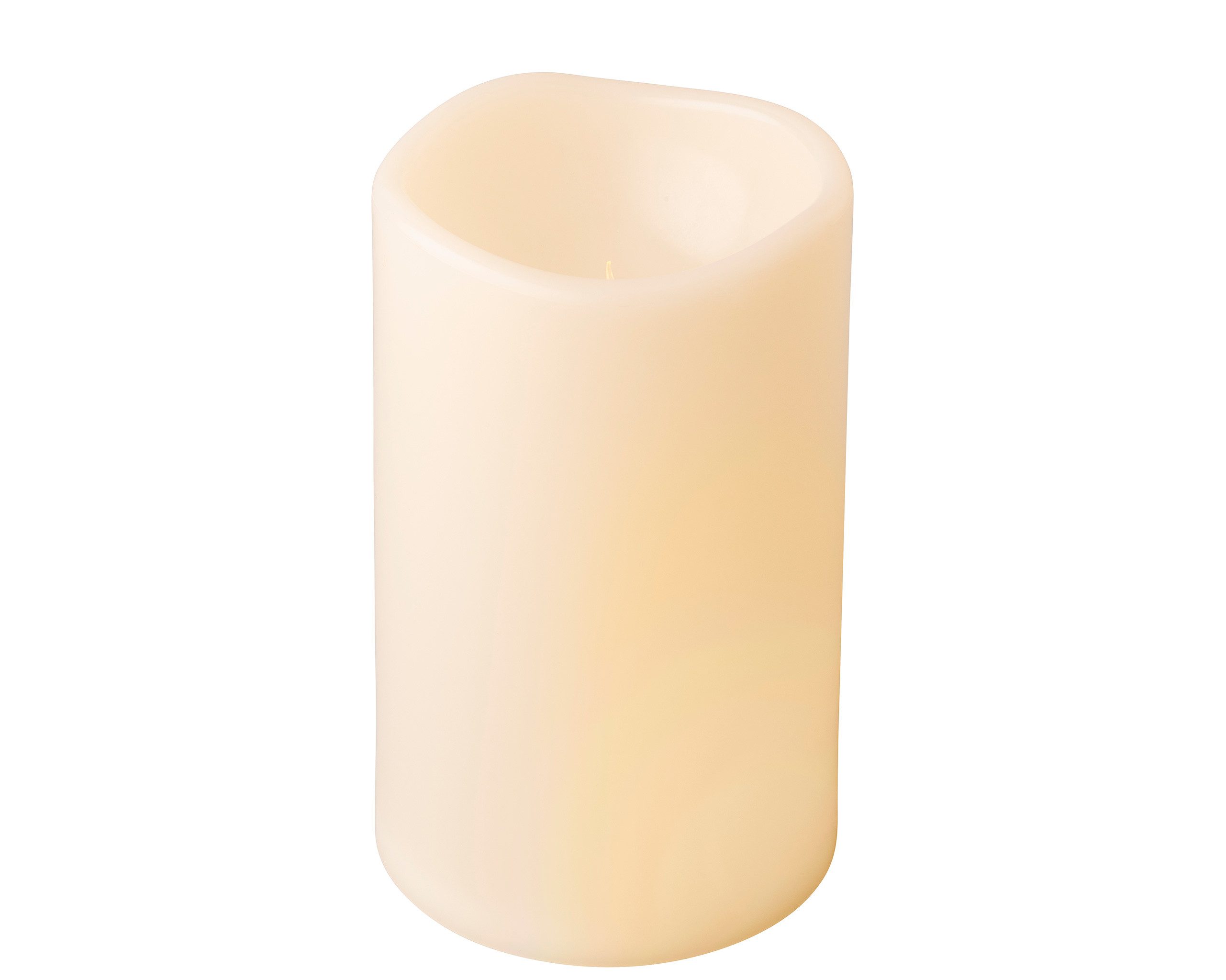 Lumineo LED-Kerze, LED Kerze mit Timer Outdoor Kunststoff 12x20cm Creme / Warmweiß