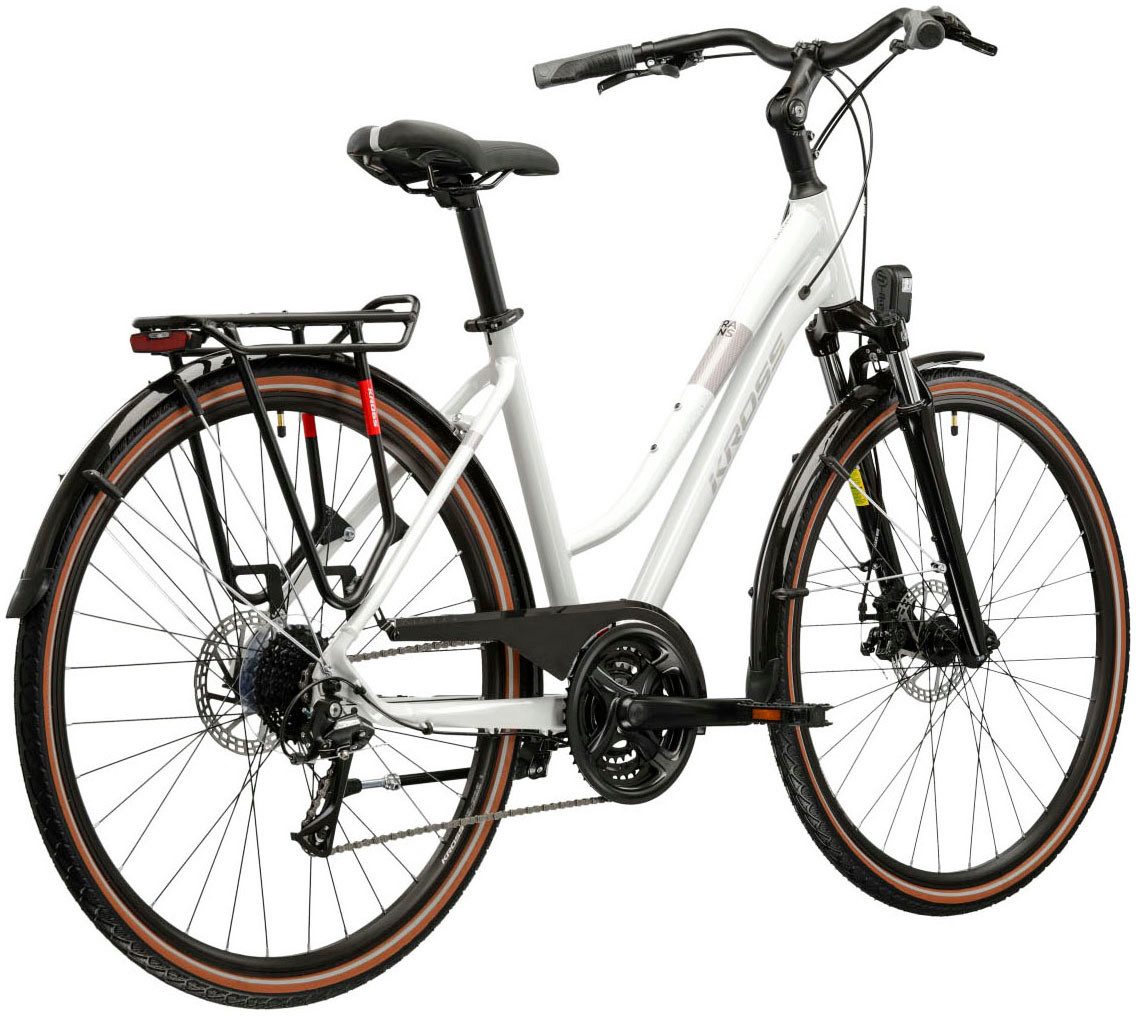 Kross Trekkingrad KROSS Trekkingrad Damen 28" Trans 3.0 ULT.RA weiß 24 Gänge, 24 Gang Shimano ACERA M3020 Schaltwerk, Kettenschaltung