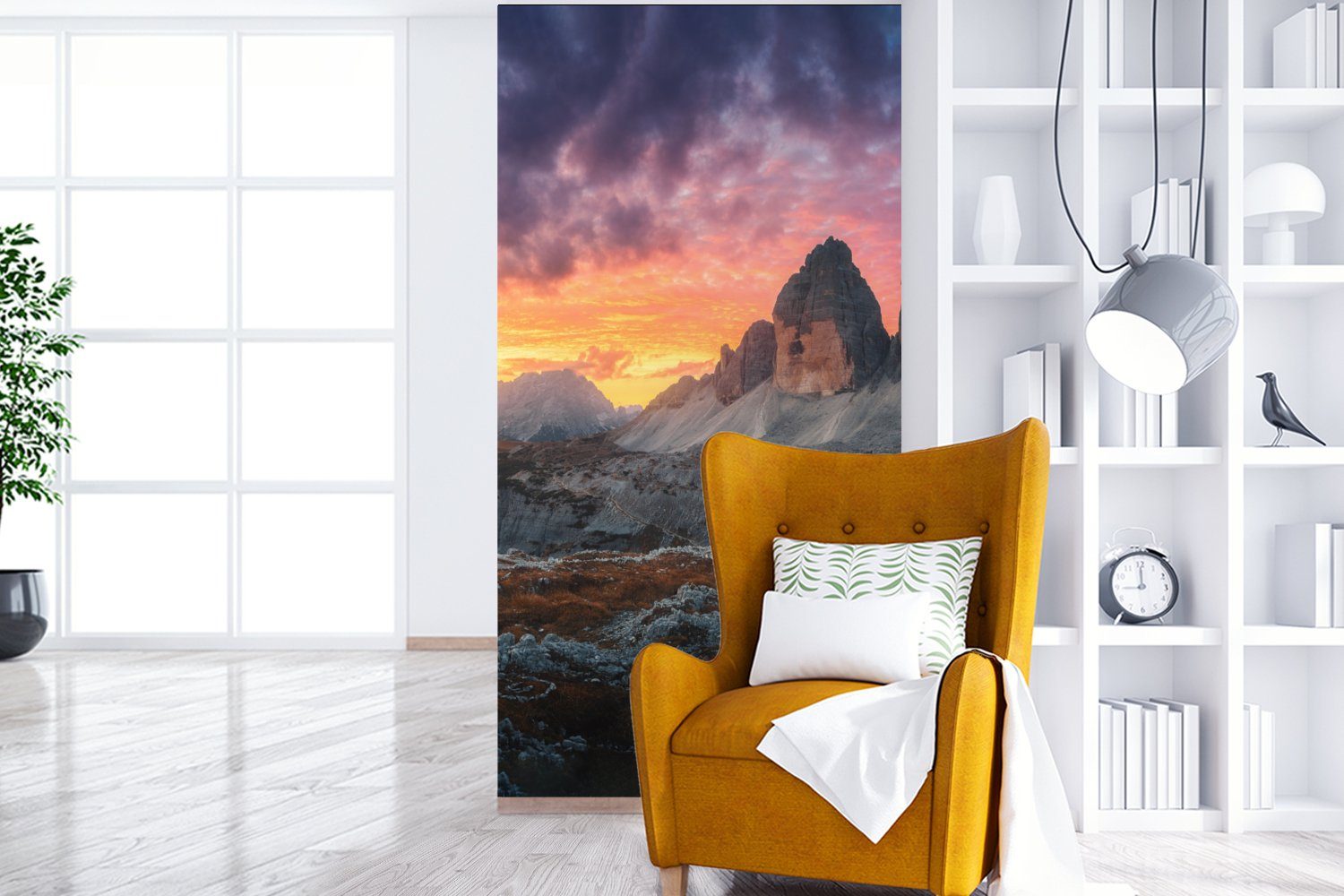 Berg Fototapete Vliestapete (2 Küche, Felsen MuchoWow Wohnzimmer St), - Landschaft, Schlafzimmer - Sonnenuntergang Fototapete für bedruckt, - Matt,