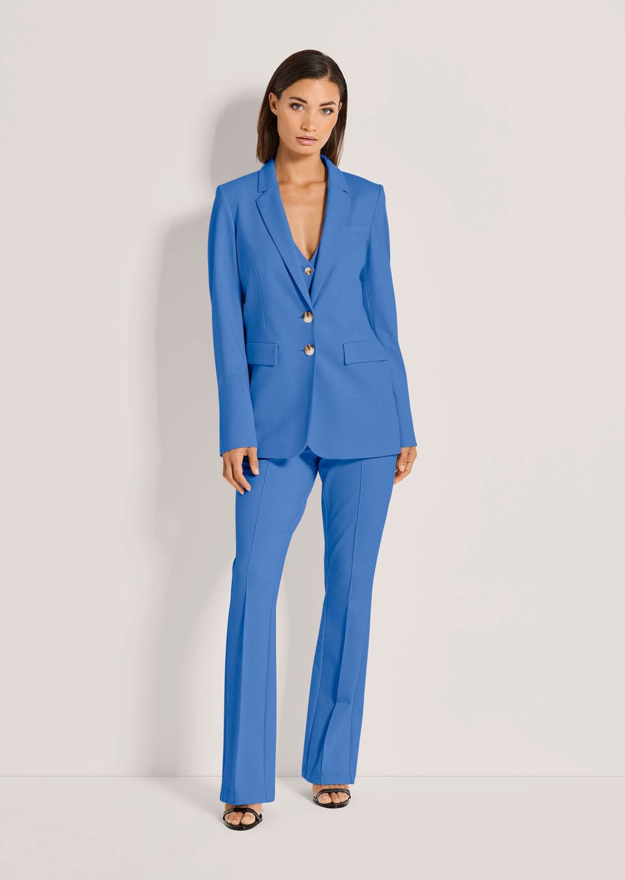 MADELEINE Kurzblazer Floraler Jersey-Blazer in langer Form Florales Design, Reverskragen und Knopfverschluss