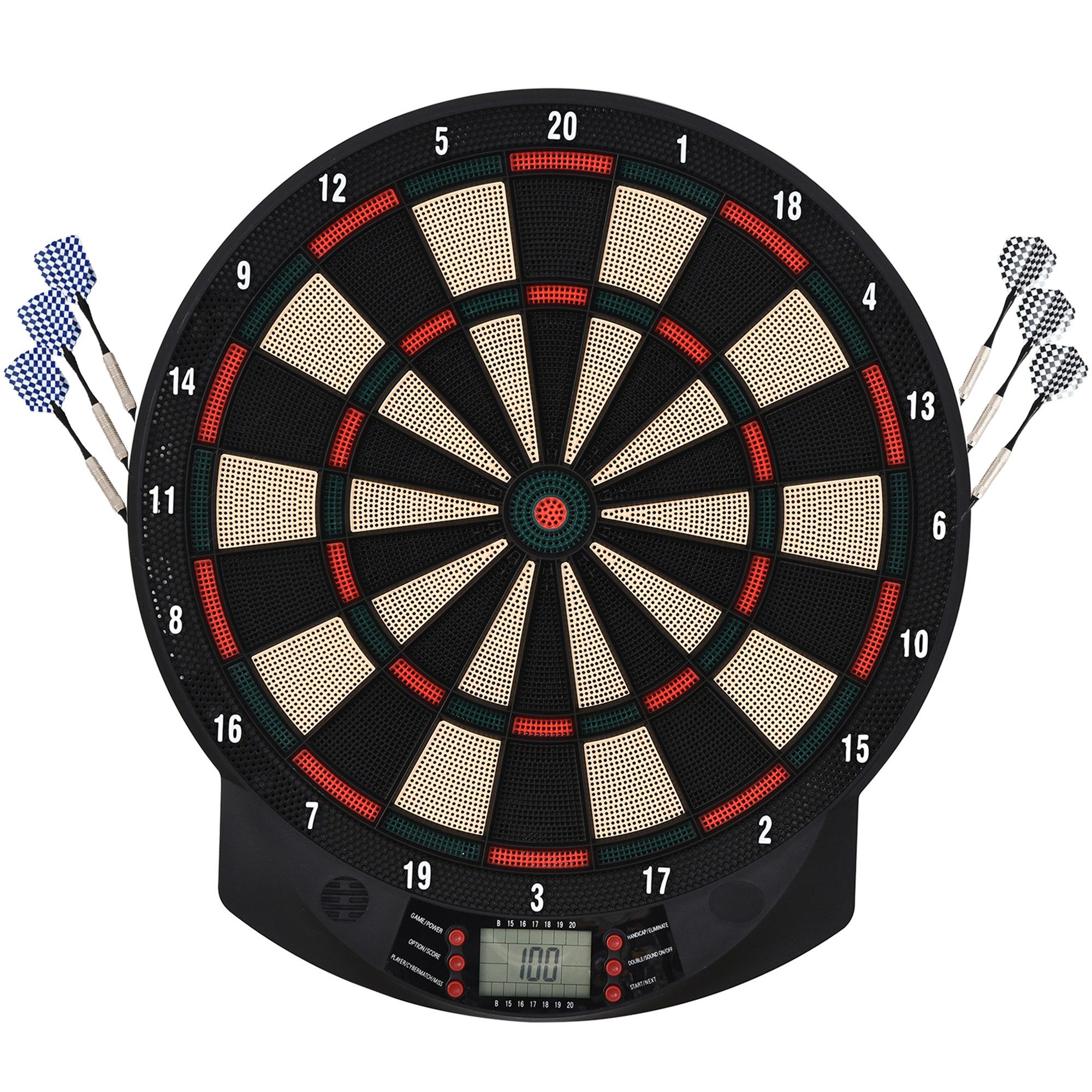 HOMCOM Dartscheibe automatische Wertung Dartboard mit 6 Darts, (Dartspiel mit LCD-Anzeige, 1-tlg., Dart-set), Schwarz 39,5 x 2,2 x 44 cm