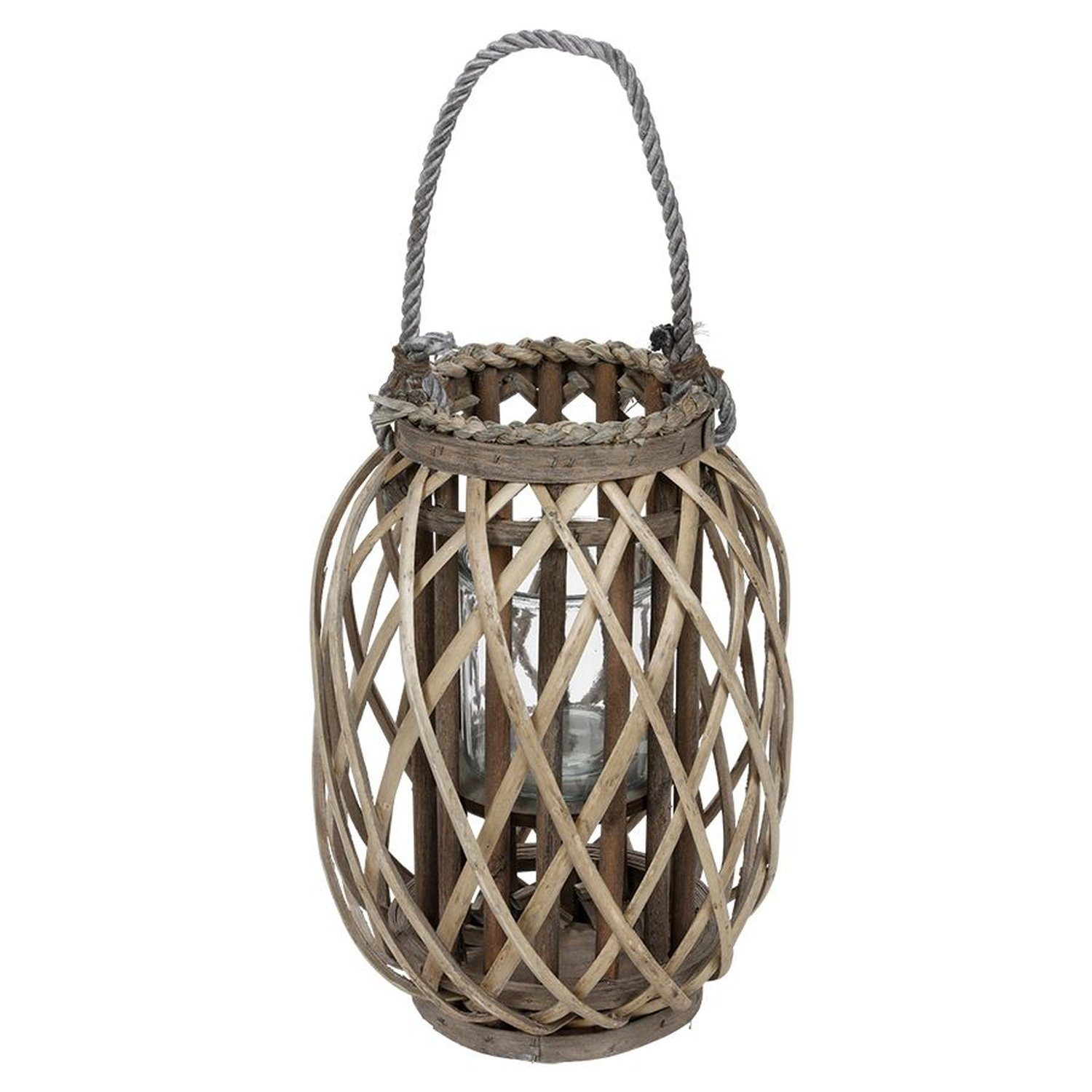 sesua Kerzenlaterne Bambus Laterne Windlicht mit Glaseinsatz natur Kerzenhalter