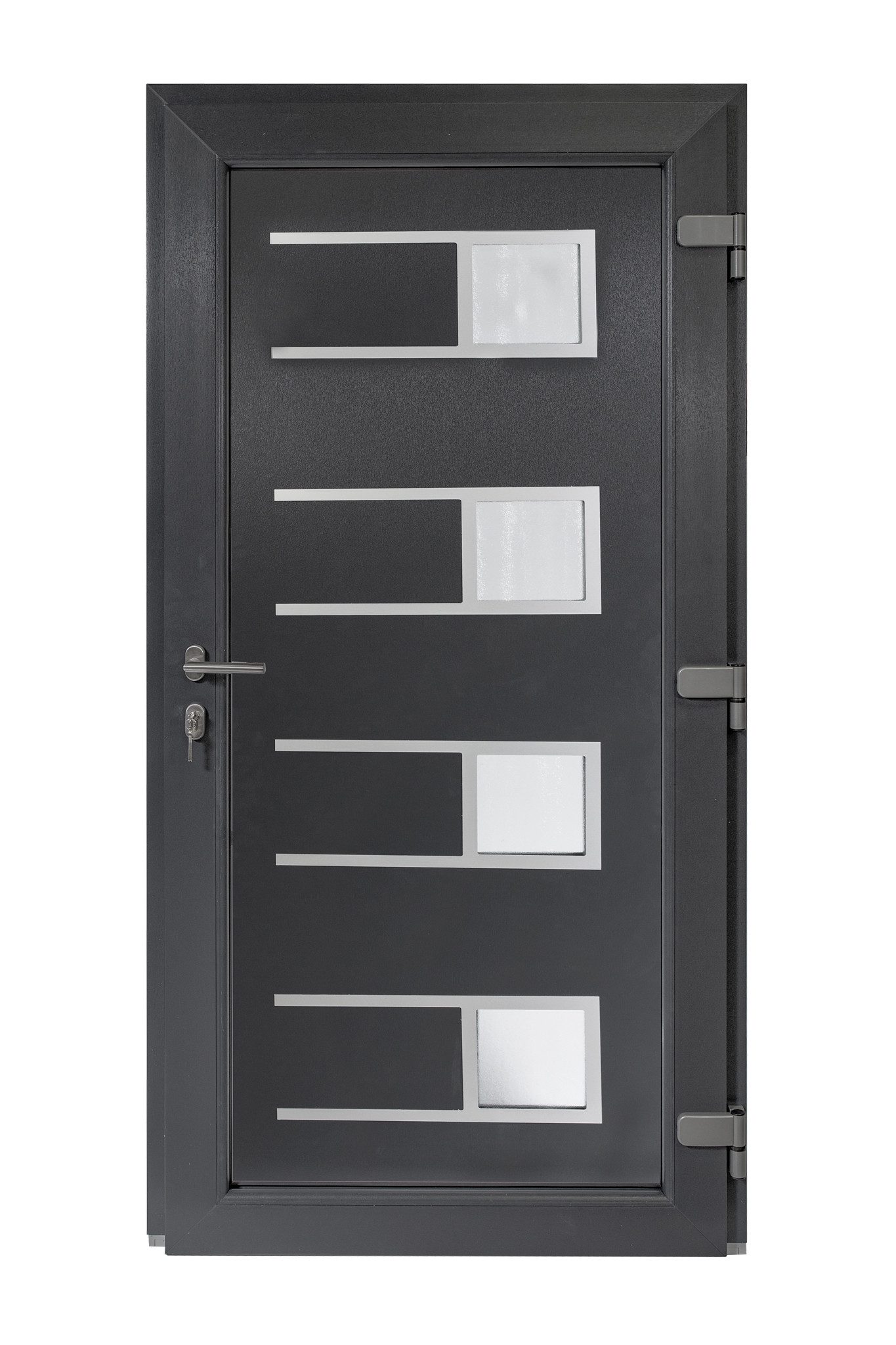 SN Deco Haustür Efraim mit Edelstahlstoßgriff/Türknopf, 980x2000 mm, Thermisch getrennte Alu-Bodenschwelle sowie Wetterschenkel