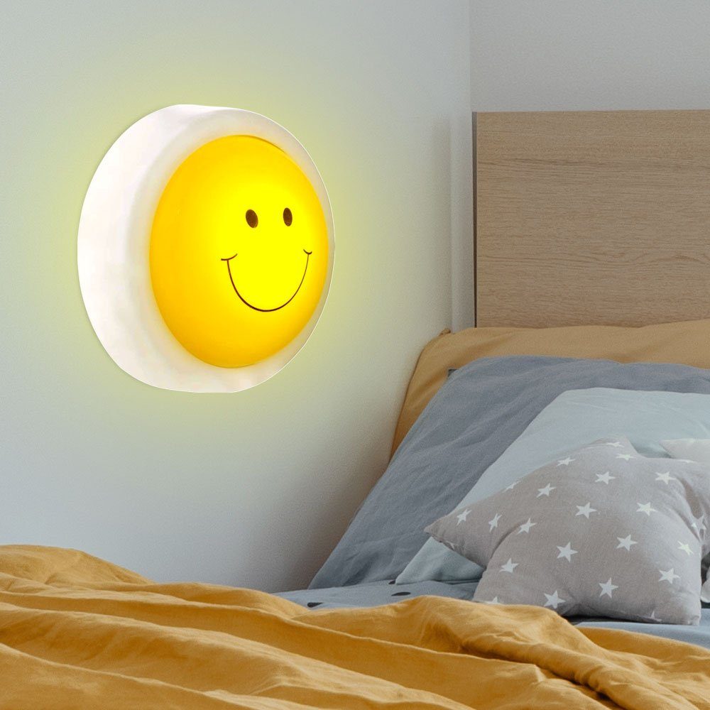 etc-shop LED Wandleuchte, Design LED Wand Lampe Nacht-Licht Kinder Zimmer  Beleuchtung Smiley