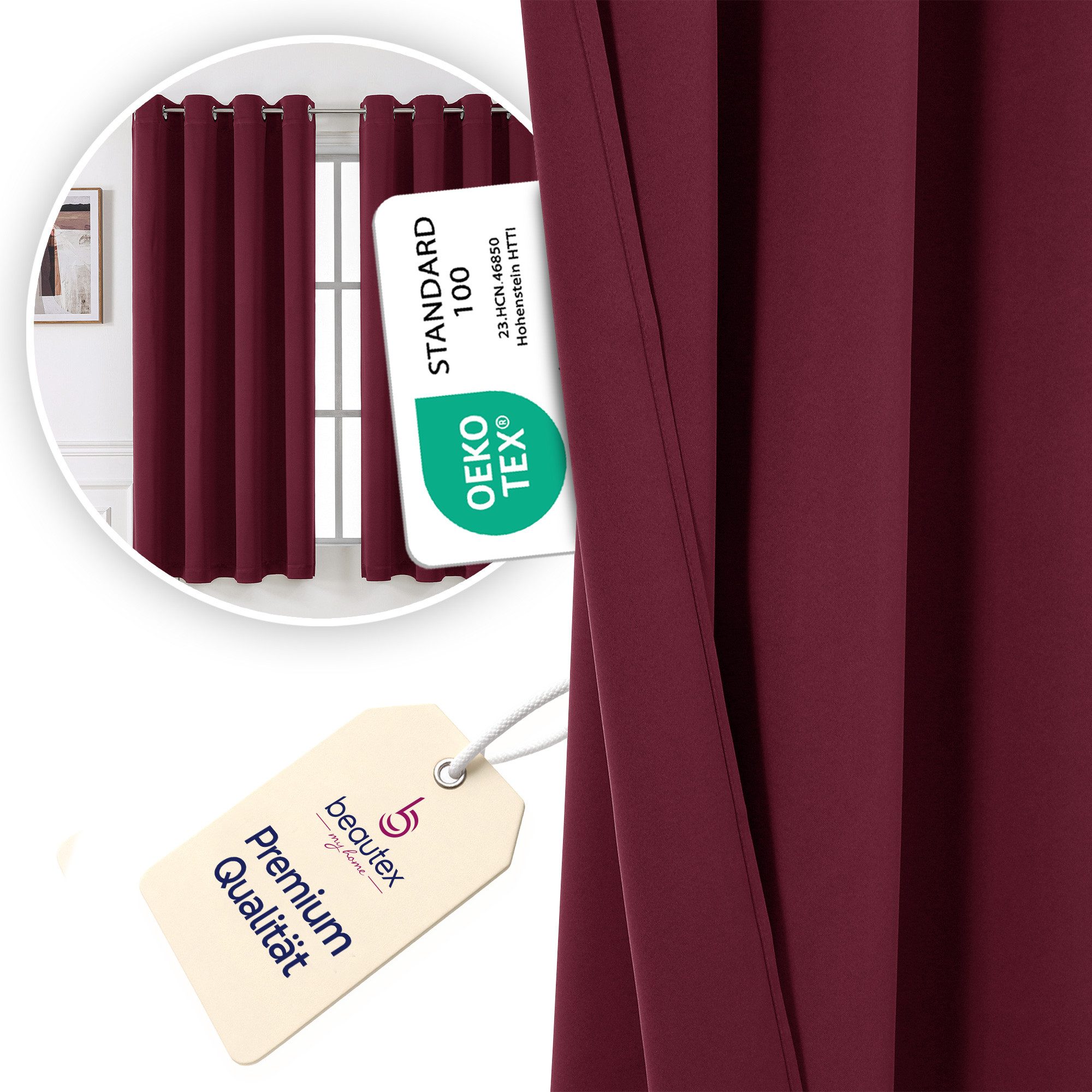 Beautex Verdunkelungsvorhang mit Ösen Vorhang, Gardine blickdicht abdunkelnd (1 St), Ösen, verdunkelnd, Blackout, blickdicht, waschbar, Ösenaufhängung, Farbwahl – Bild 2 von 5