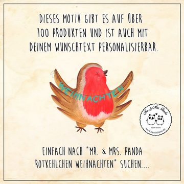 Mr. & Mrs. Panda Bierkrug Rotkehlchen Weihnachten - Weiß - Geschenk, Advent, Heiligabend, 0, 50, Steinzeug, Liebevolle Motive