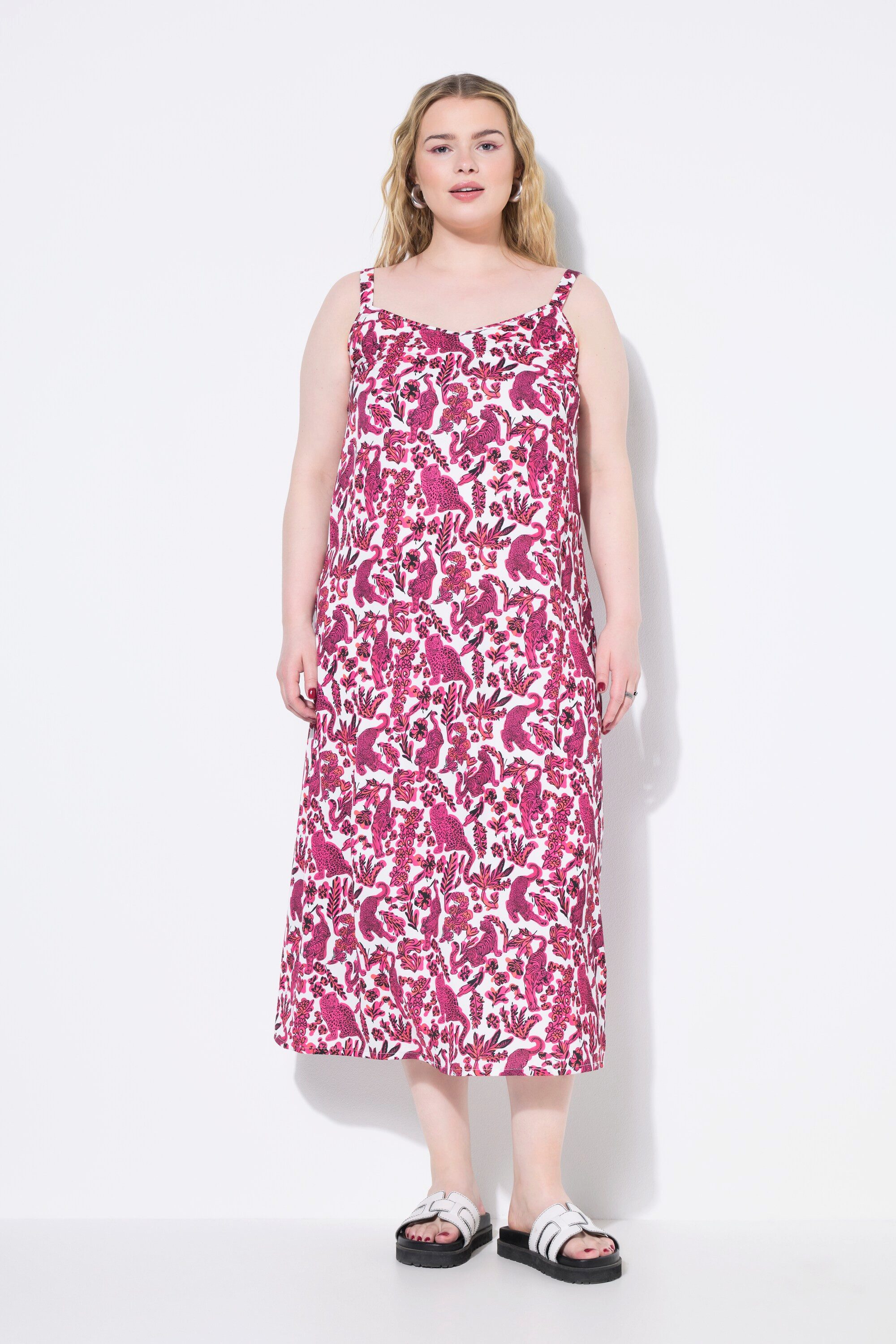 Maxikleid Maxikleid A-Line Satin Leo-Alloverdruck