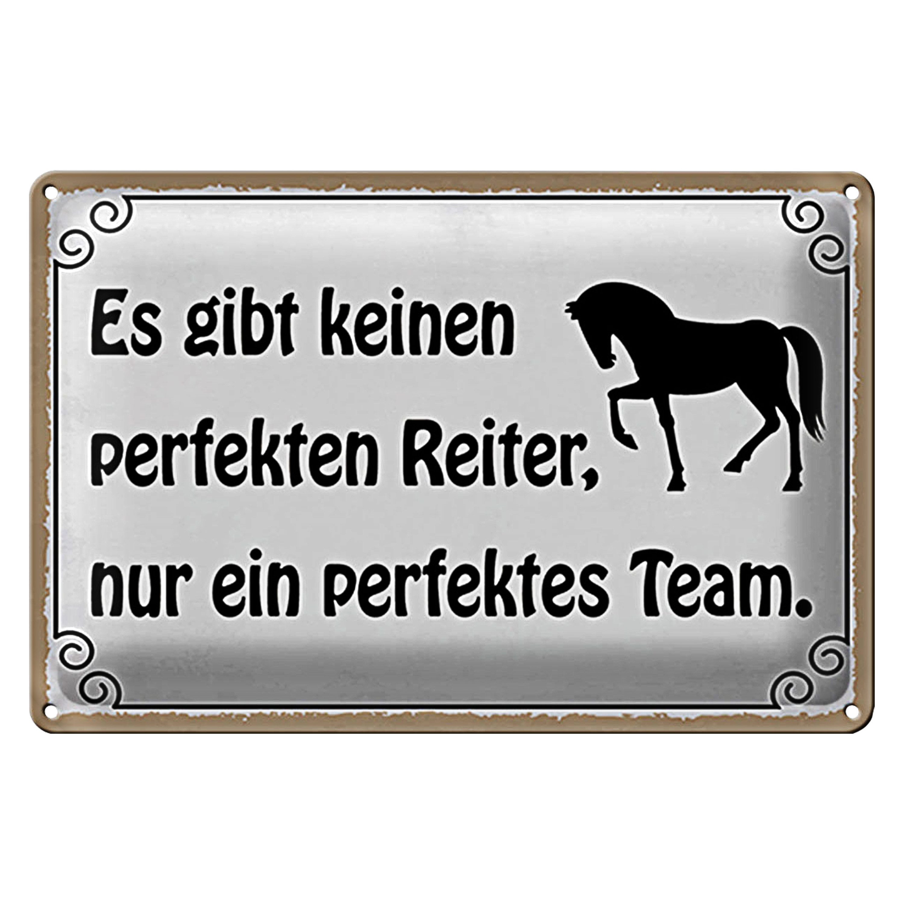 Roomando Metallschild Blechschild Spruch 30x20cm es gibt keinen perfekten Reiter