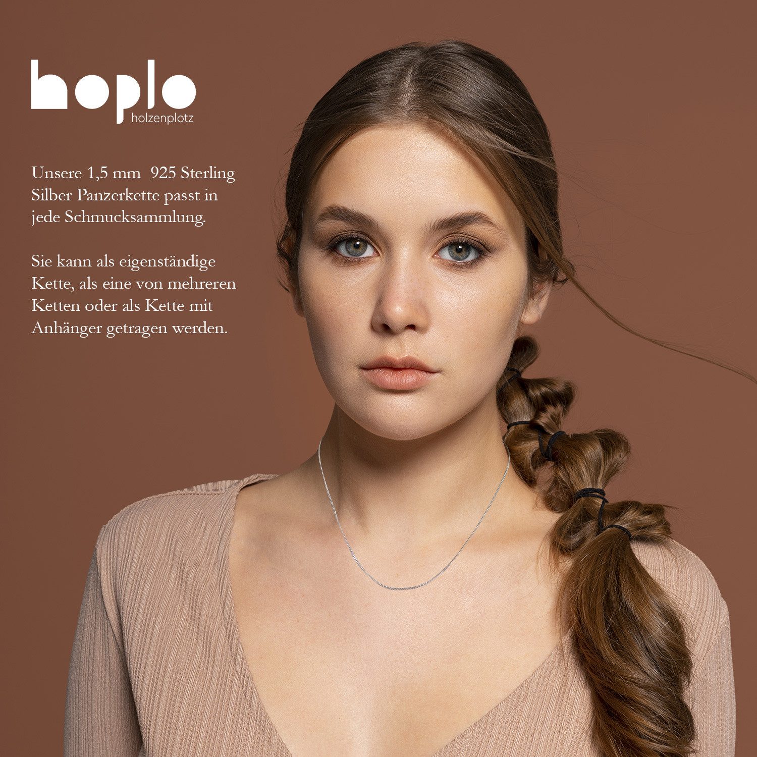 HOPLO Panzerkette Silberkette Panzerkette Halskette Breite 1,5 mm Länge 36 günstig online kaufen