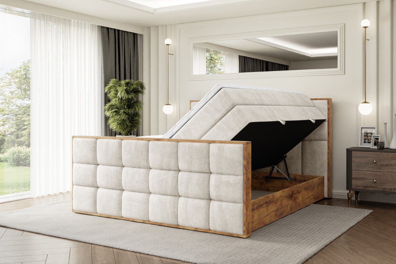 ALTDECOR Boxspringbett LOLLI2-Z KING (Multipocket-Matratze H4, H3 Matratze Bonellfederung, Topper, Kopfteil), Doppelbett mit Fußteil
