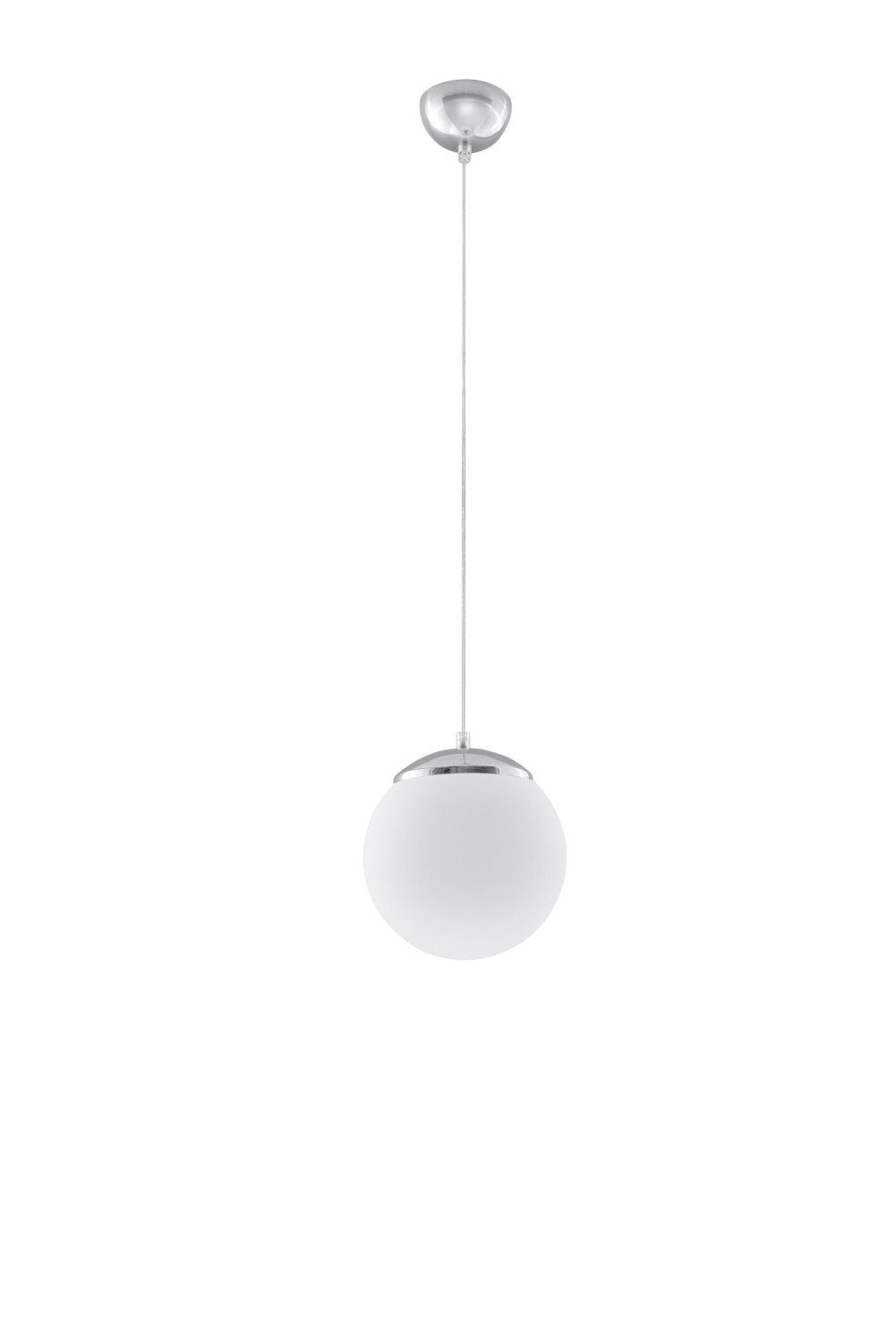 Licht-Erlebnisse Pendelleuchte BIANCO, ohne Leuchtmittel, Hängelampe in Weiß Chrom Ø20cm Kugelform Schirm Küchen Esszimmer