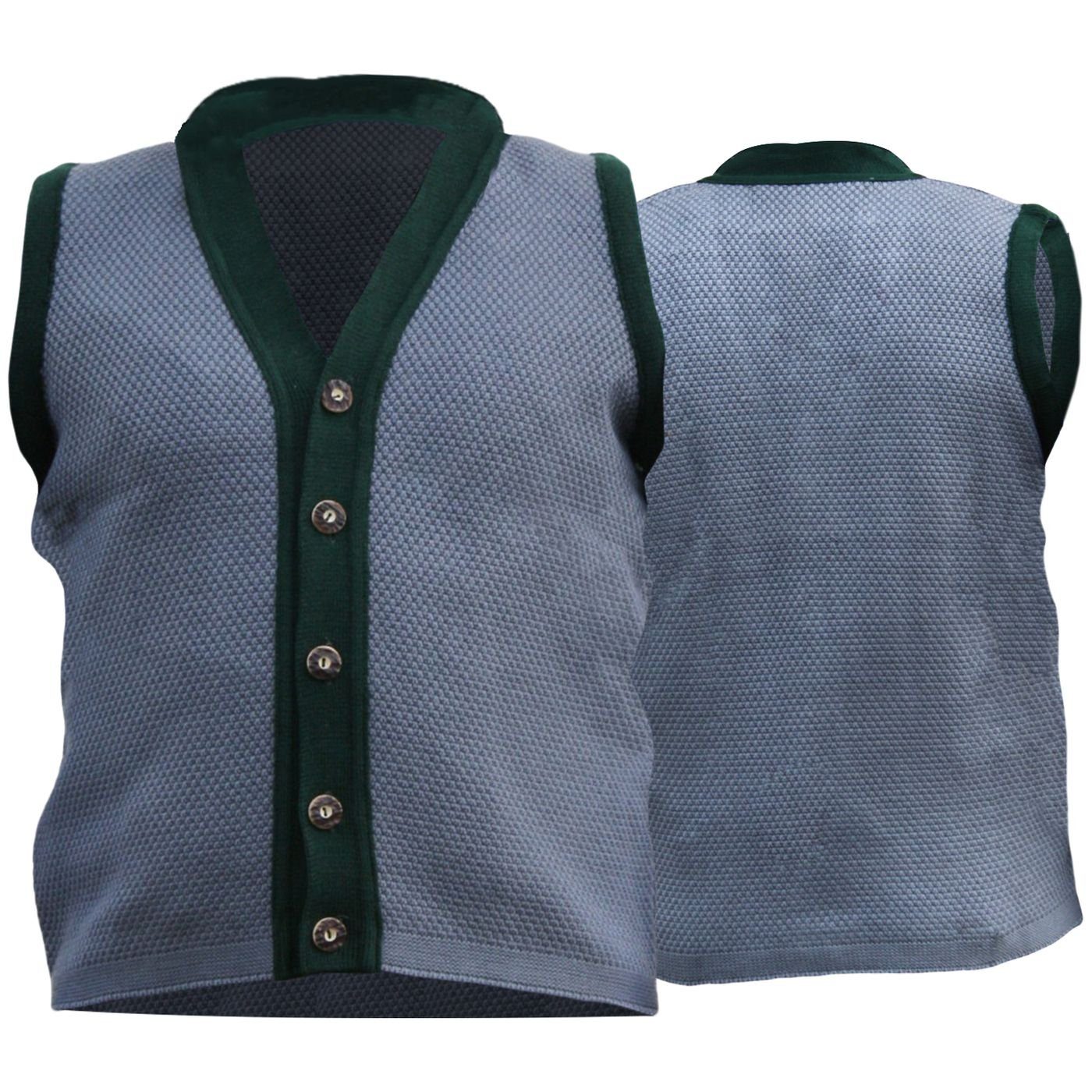 German Wear Strickweste STKW001 Grey/Green Trachten Janker Strickweste Tracht Weste grau/grün