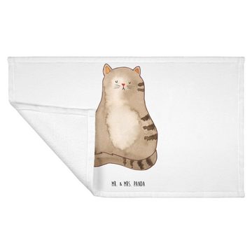 Mr. & Mrs. Panda Handtuch Katze Sitzen - Weiß - Geschenk, Frottier, Reisehandtuch, Kinder Handt, (1-St), Strahlende Farben