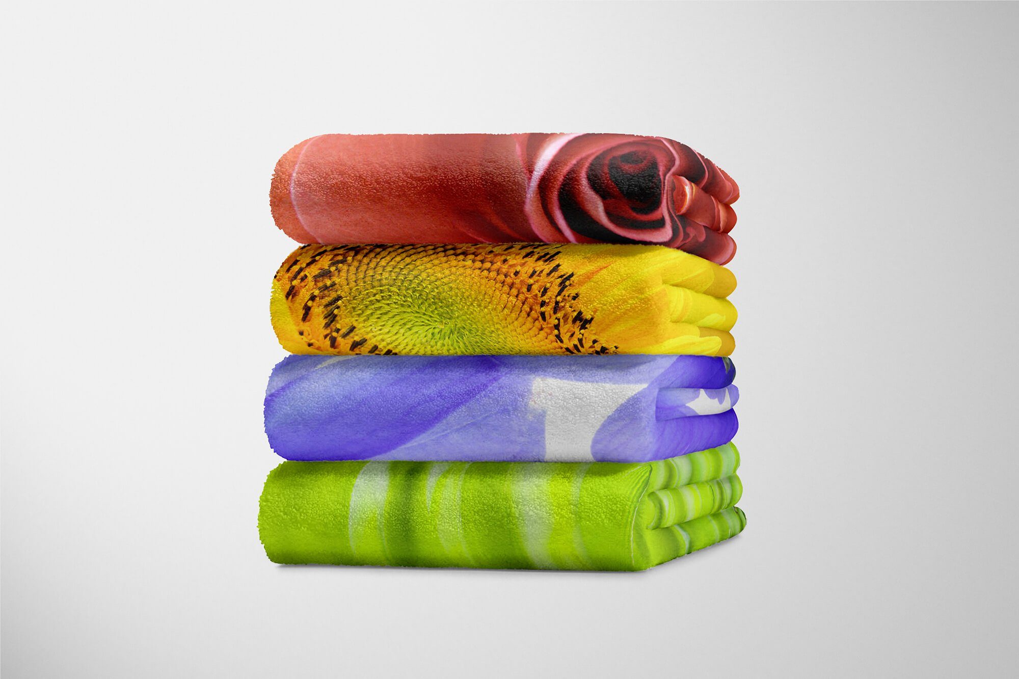 Baumwolle-Polyester-Mix (1-St), Handtuch Saunatuch Strandhandtuch mit Handtuch Handtücher Art Kuscheldecke Bl, Blumen Akeleien Fotomotiv Sinus