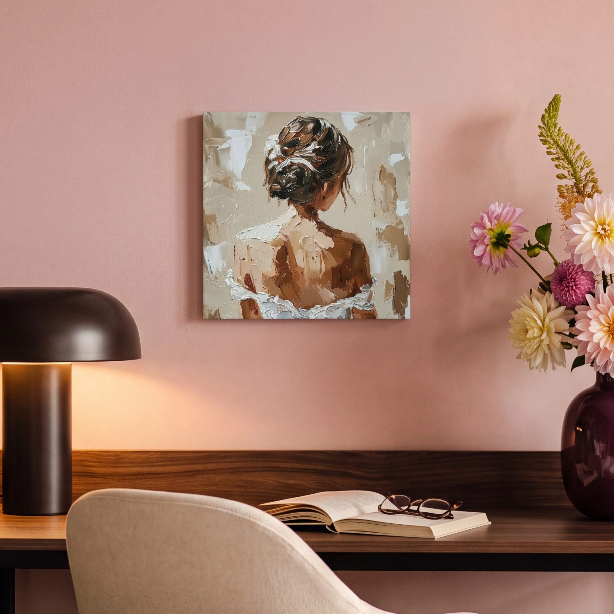 OneMillionCanvasses® Leinwandbild Frau - Farbe - Abstrakt - Beige - Modern, Fotodruck (1 St), Wandbild, Deko Schlafzimmer Wohnzimmer Flur 20x20 cm – Bild 4 von 5