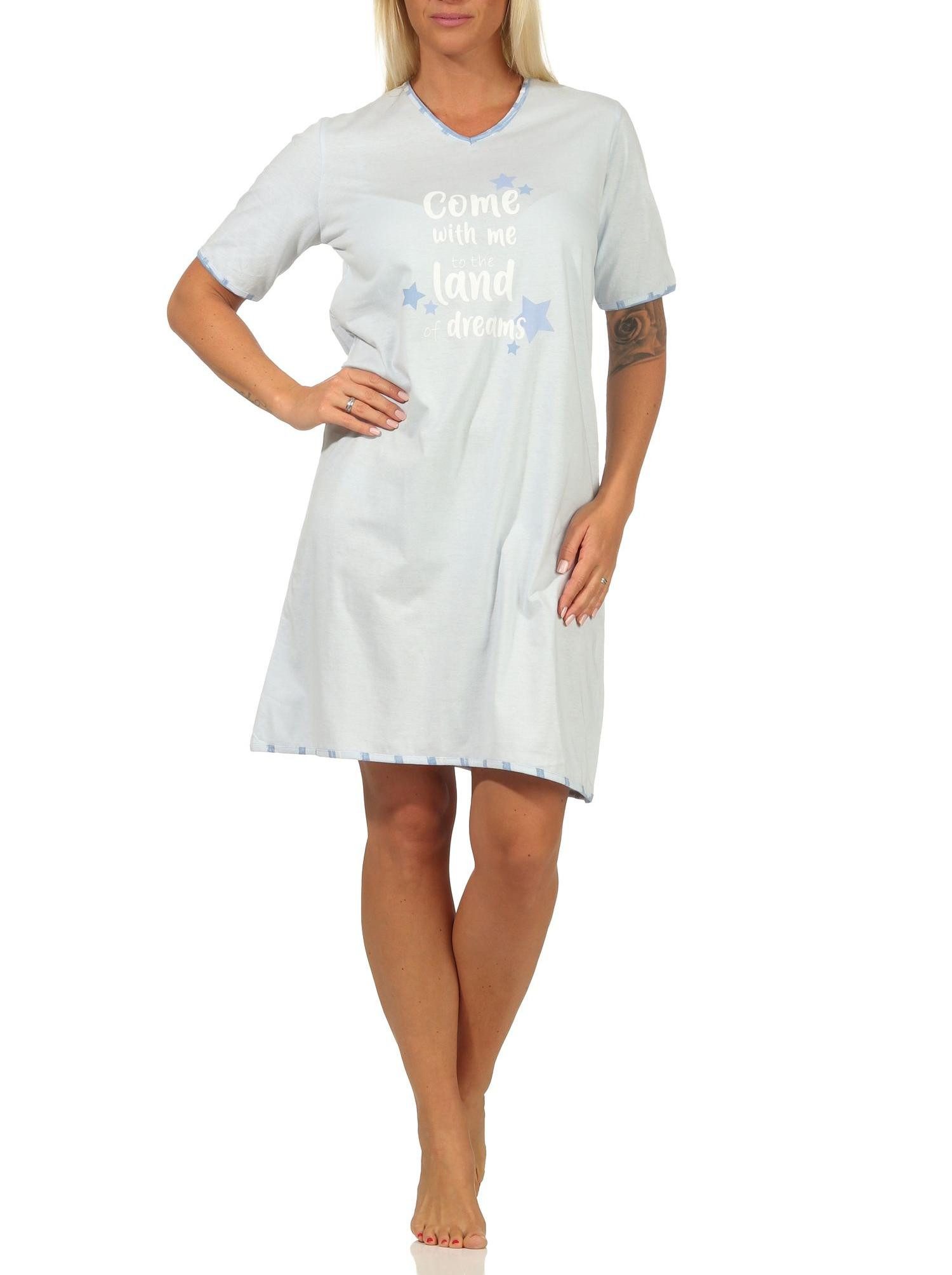 Nachthemd Damen kurzarm Nachthemd in Optik – auch in Übergrössen – 112 945
