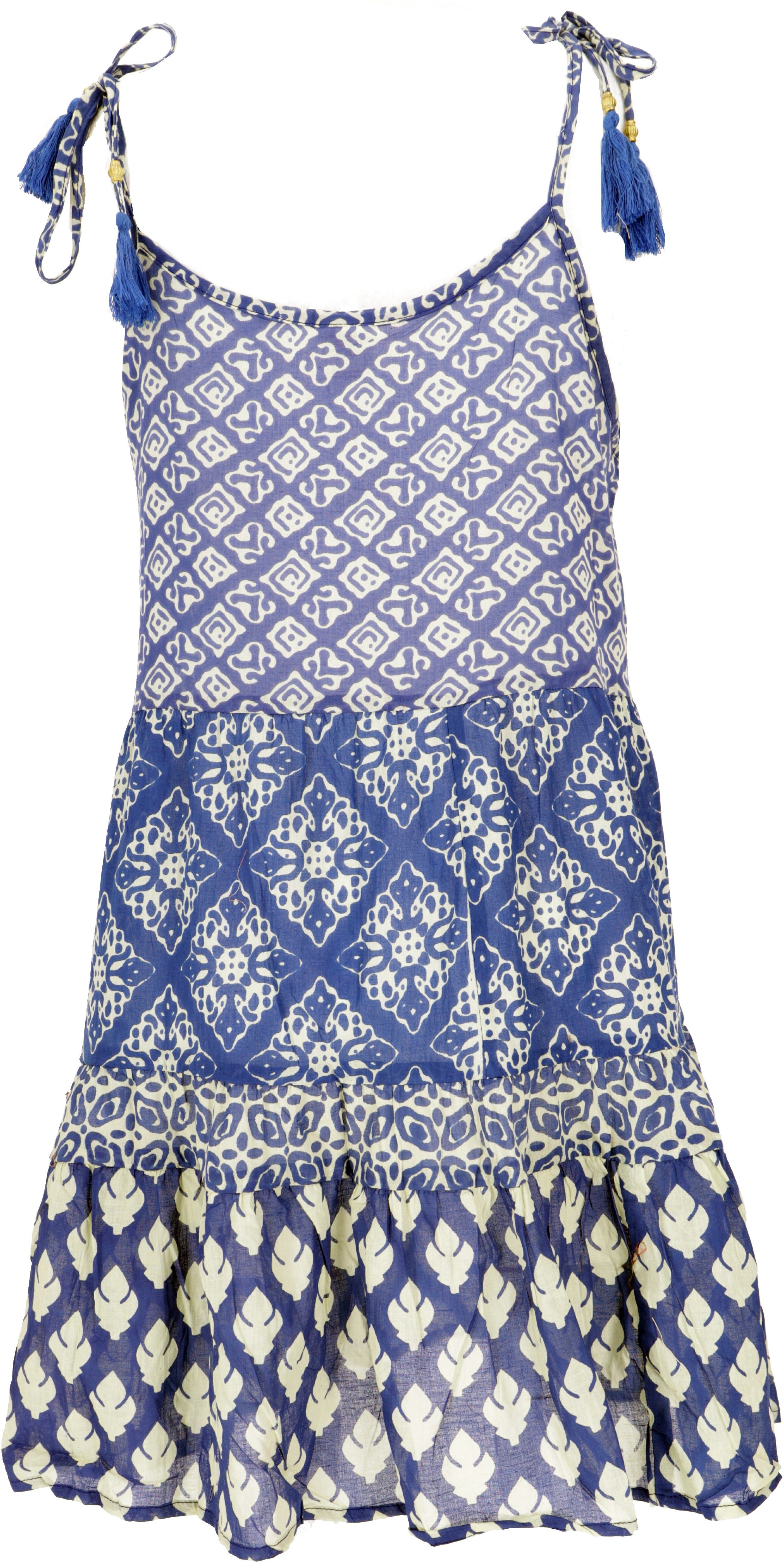 Midikleid Boho aus.. luftiges alternative Minikleid, Stufenkleid blau Guru-Shop Bekleidung