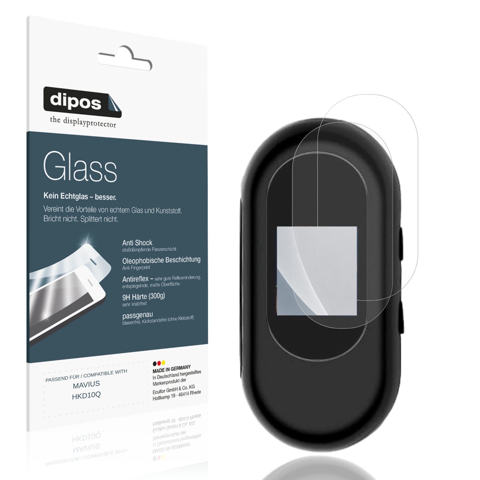 dipos Displayschutzfolie Schutzfolie für MAVIUS HKD10Q, 2 Stück, Displayschutz Schutz Folie Made in Germany