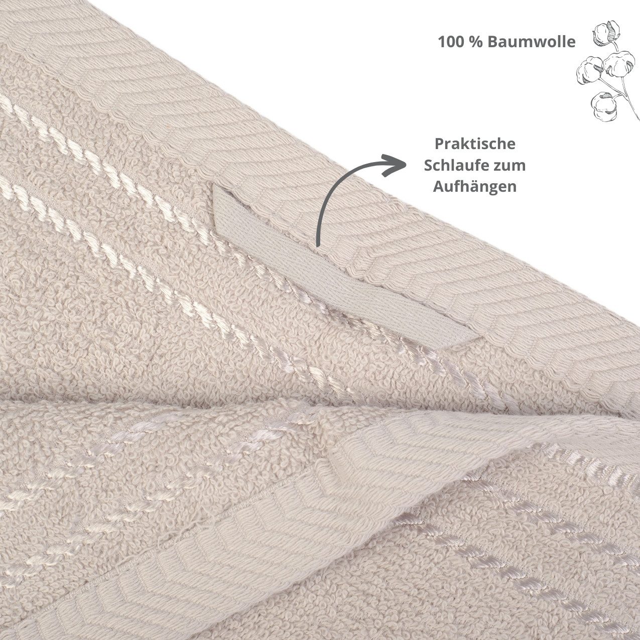 liebling Duschtuch Potsdam, 100% Baumwolle, formstabil, hochwertig, mit praktischer Schlaufe zum Aufhängen