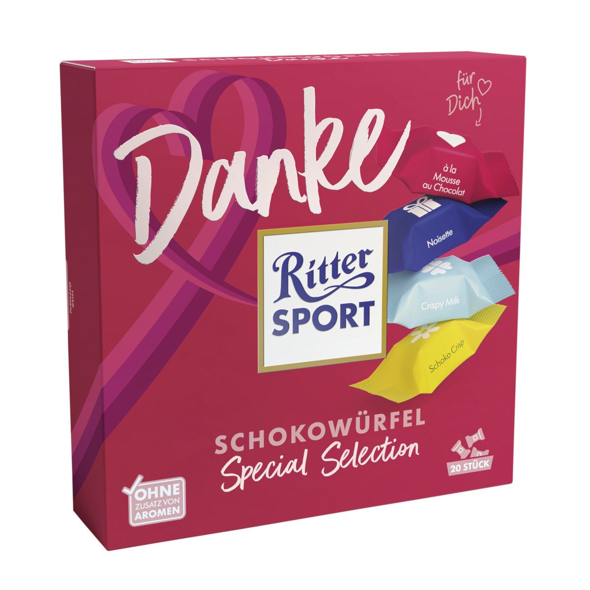 Ritter SPORT Schokolade, Ritter Sport Schokowürfel Danke Special Edition cremig knusprig 155g
