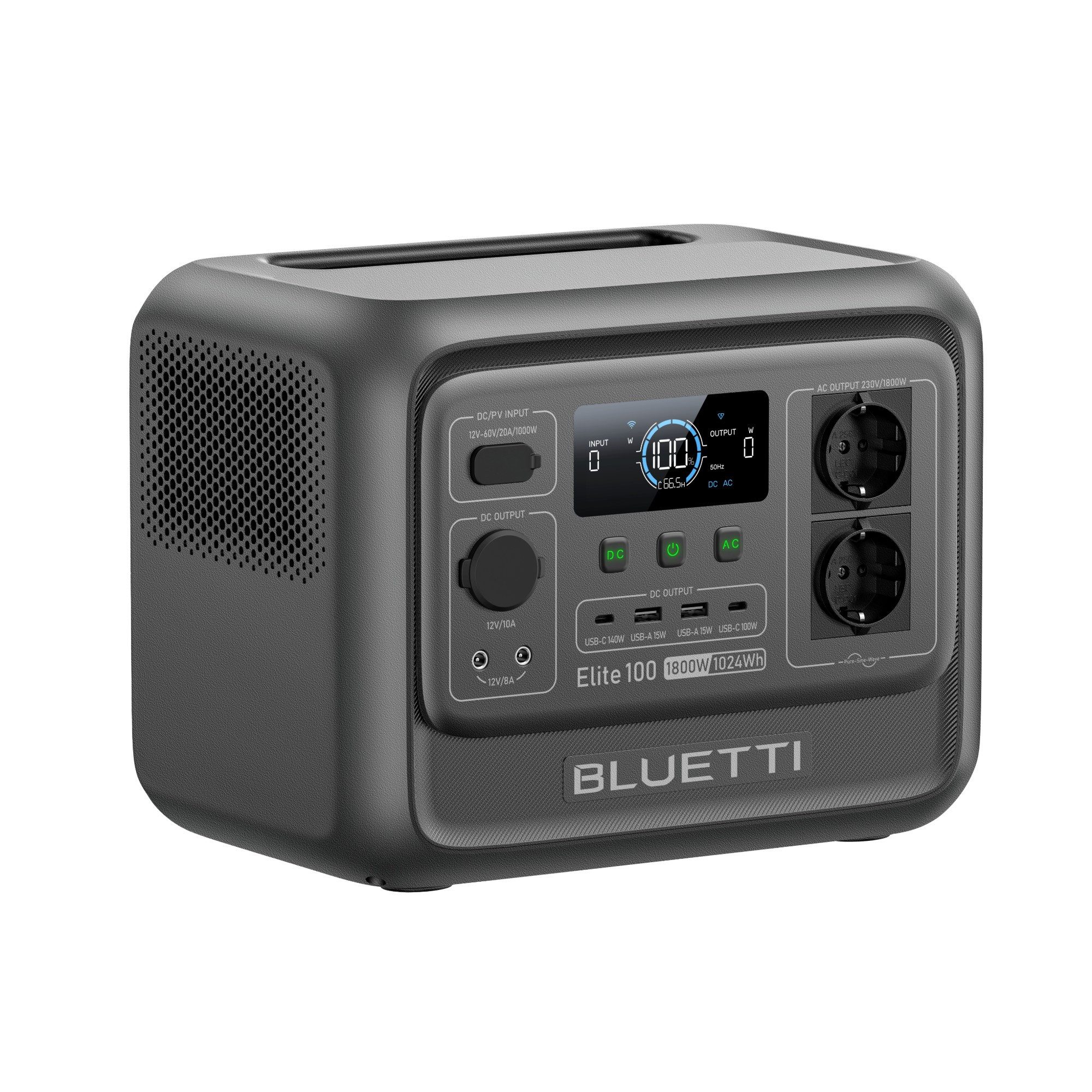 BLUETTI Stromerzeuger Elite 100 V2 1800W/ 1024Wh Tragbare PowerStation (2025 Neu), 1,8 in kW, (LFP Batterie Backup mit 2 1800W AC Ausgängen (3600W Surge), 35% Kompakter, Solar Generator für Camping, Stromausfälle und Off-grid