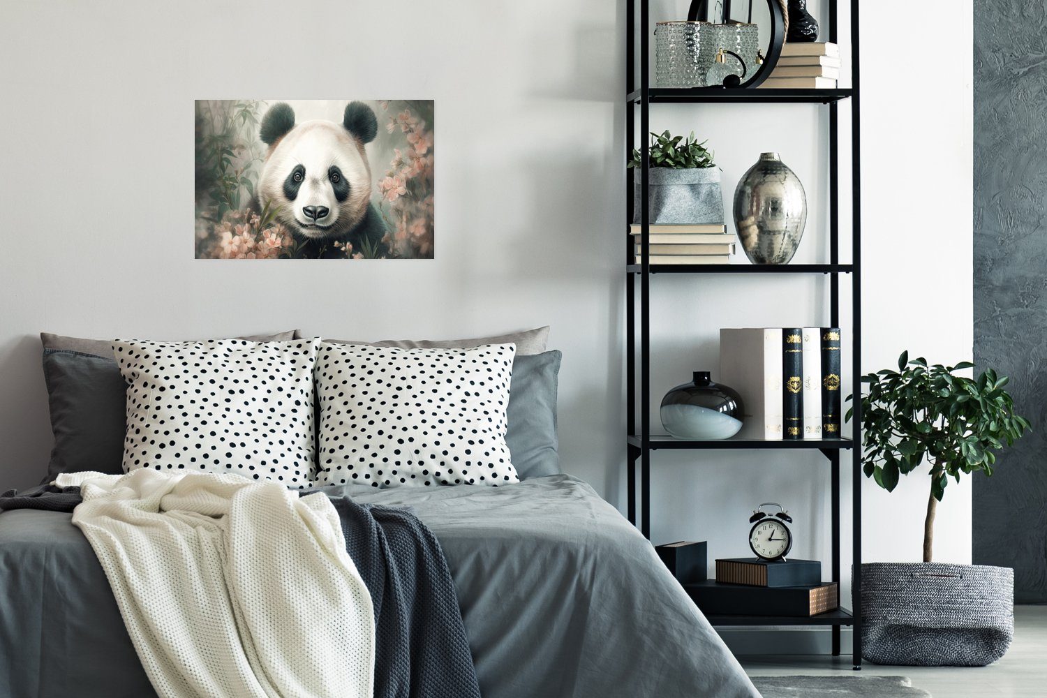 Poster Rahmen (1 - Panda Wohnzimmer, für MuchoWow Wandbild, St), Wandposter Pflanzen, Tiere Ohne - Poster,