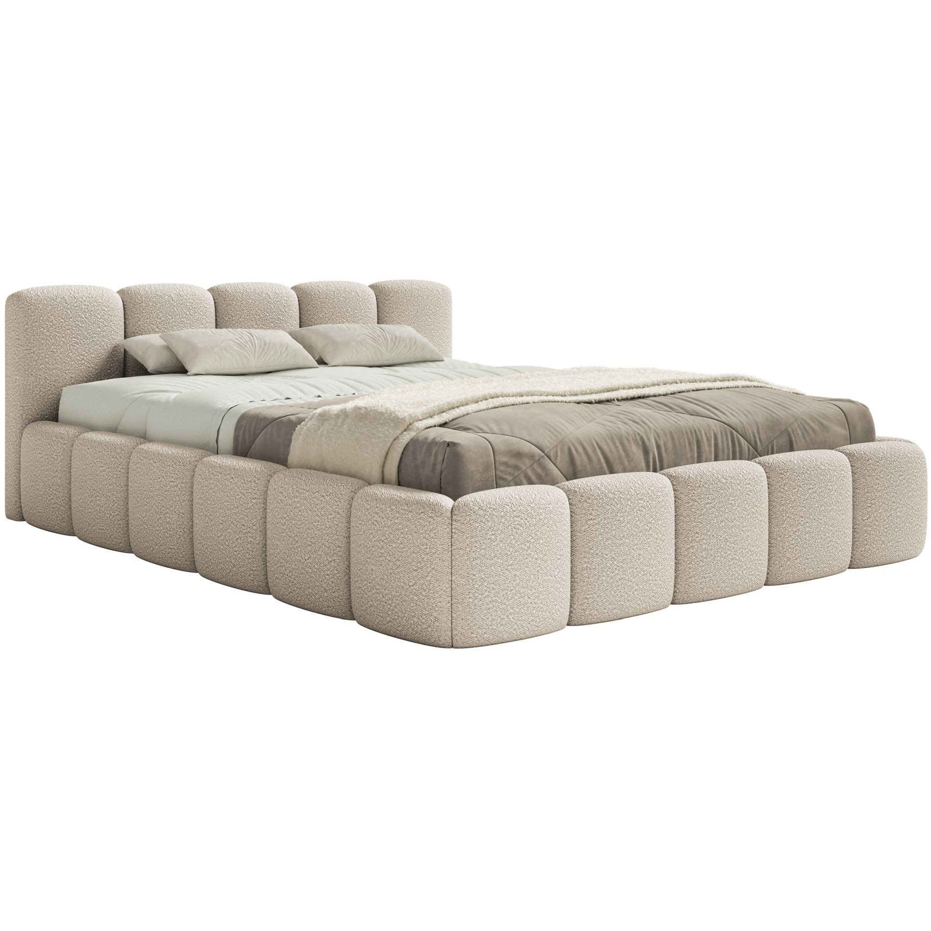 Selsey Polsterbett CLOUDY LOW, Bouclé, Chenille oder Velours, mit/ohne Bettkasten, 140–200 cm