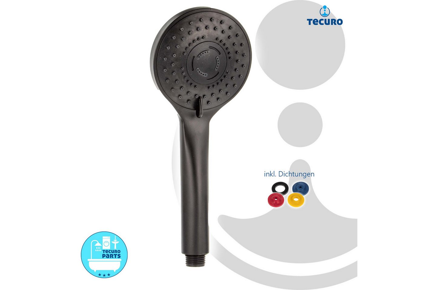 Thumbnail - tecuro Duschbrause Handbrause ew-100 mit 5-Funktionen - Ø 100 mm mit Antikalkdüsen