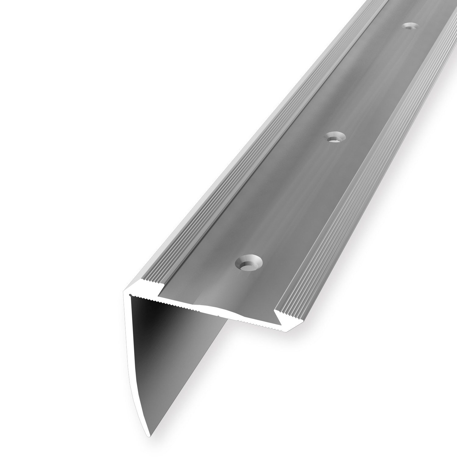 Küberit Treppenkantenprofil 46 x 42 x 2500 mm Winkelprofil Silber Gebohrt Aluminium
