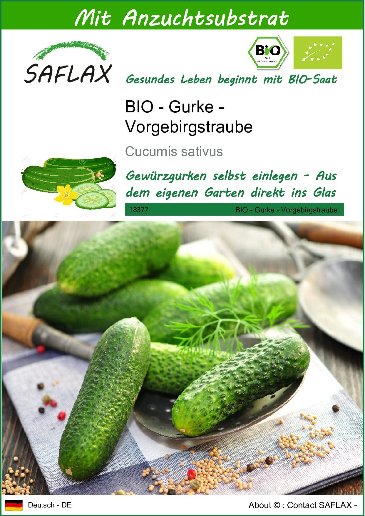 SAFLAX Gemüsesamen SAFLAX - Samen und Substrat - BIO - Gurke - Vorgebirgstr günstig online kaufen