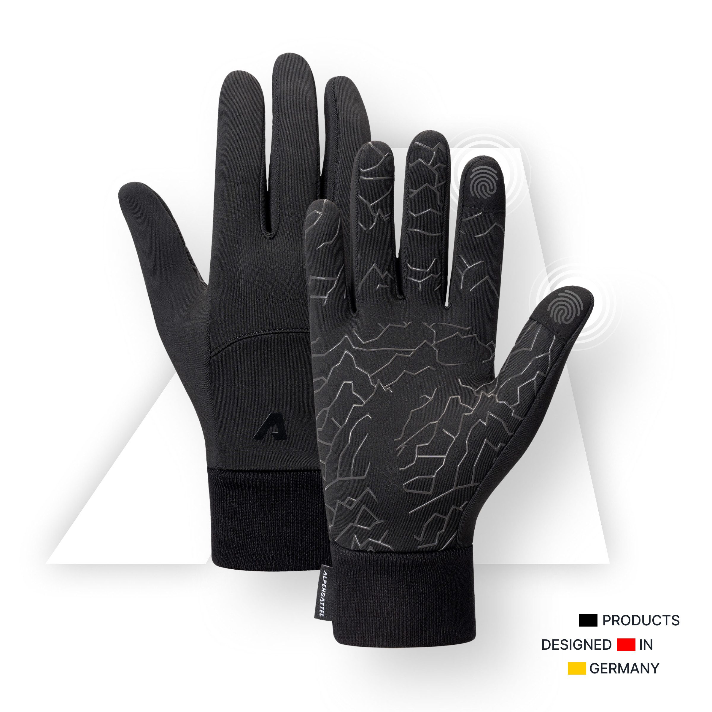 Alpensattel Велосипедні рукавички Premium Thermo Fahrrad Handschuhe 2.0 (Handschuhset, 1-St., Thermo-Radhandschuhe mit Touchfunktion & Silikongrip) Touchscreenfähig · Winddicht · Silikon-Grip · Warm gefüttert