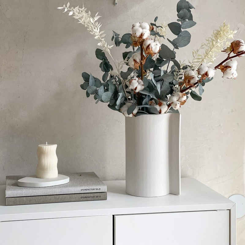 Trockenblume Cotton Breeze: Eukalyptus Cinerea, Baumwolle und Ruskus, LYKKE & You, Höhe 60 cm