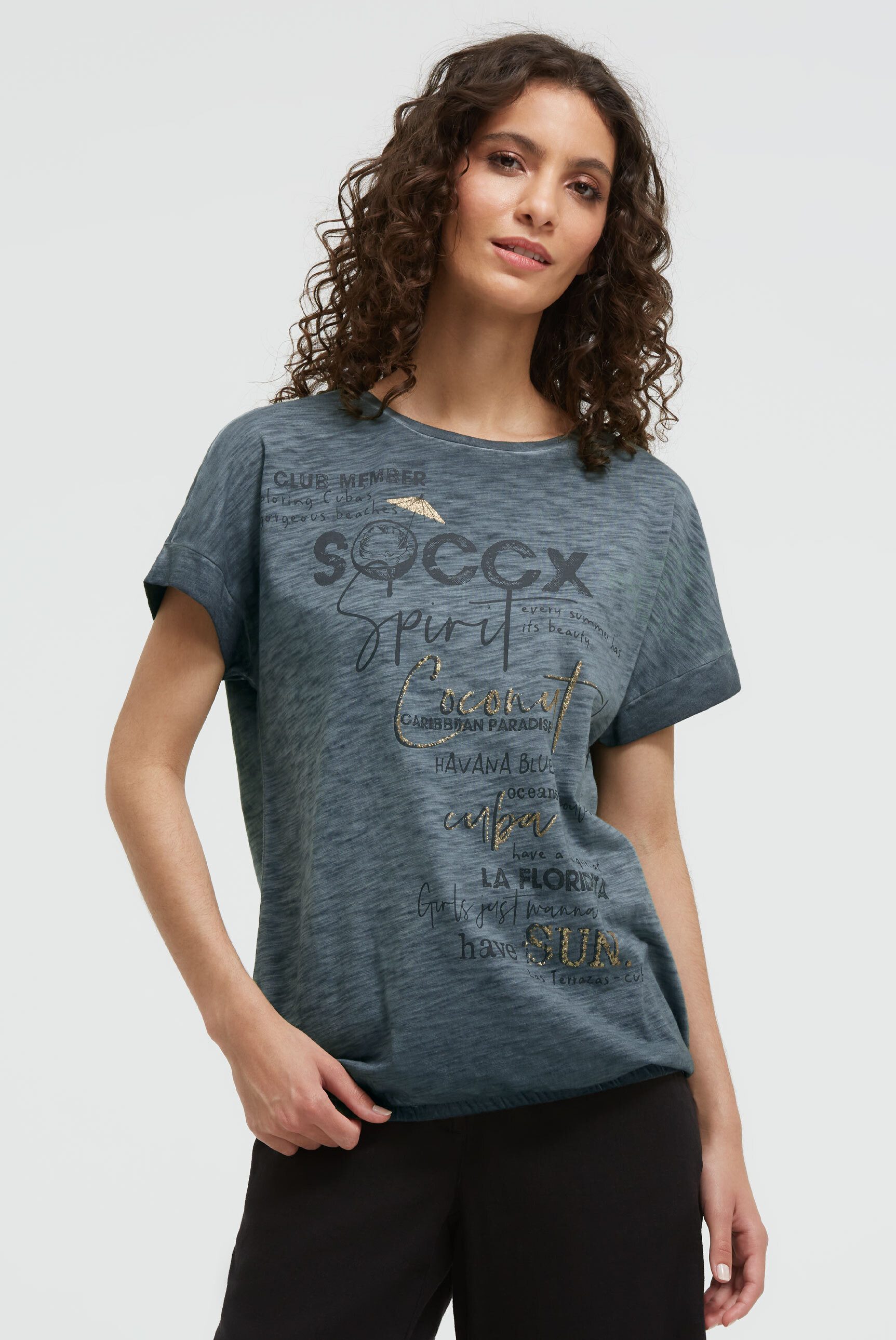 SOCCX Rundhalsshirt mit Gummizug im Saum