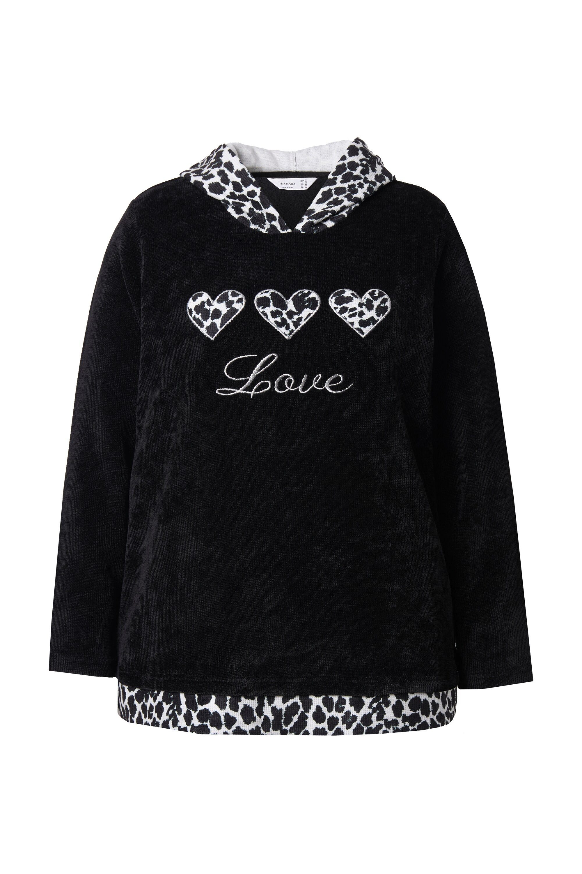 MIAMODA Sweatshirt Hoodie Kapuzensweater Flausch-Sweat Leo-Details günstig online kaufen