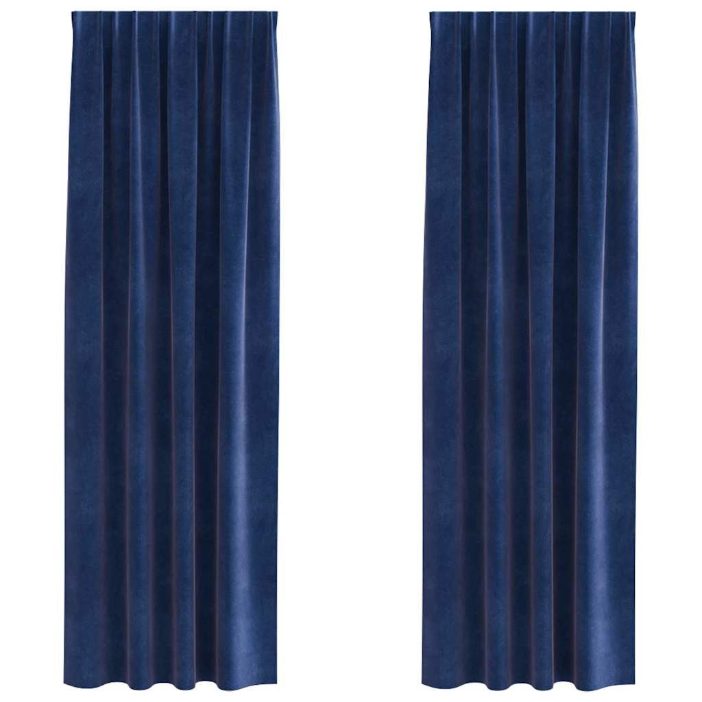 vidaXL Vorhang Verdunkelungsvorhänge 2 pcs Dunkelblau 140 x 245 cm Samt (2 günstig online kaufen