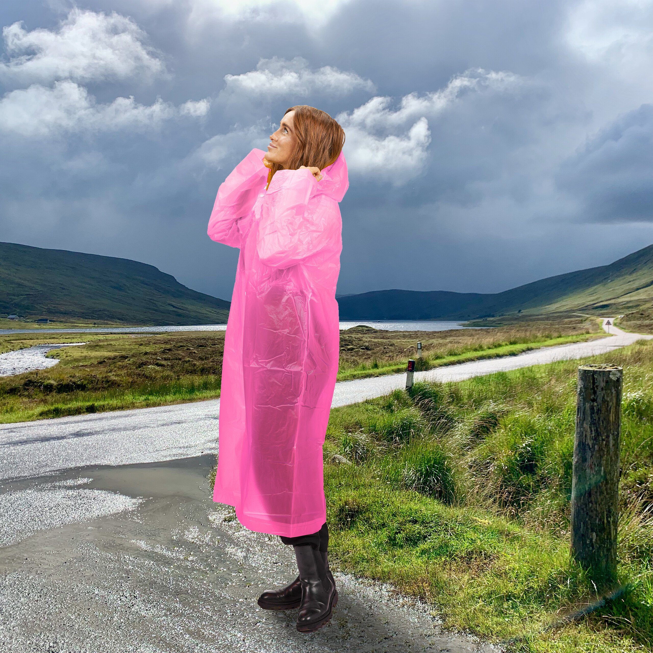 Regenponcho Weiß relaxdays im Pink Set Pink 2er Regenmantel