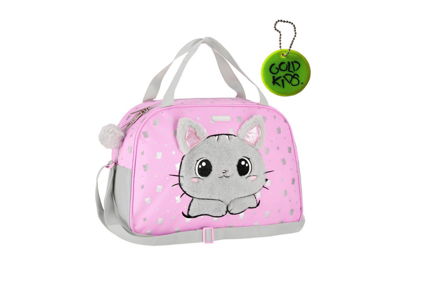 GOLDKIDS Sporttasche Kinder für Mädchen & Jungen - Umhängetasche mit Katze Motiv - (Schwimmtasche mit, 1-tlg., verstärktem Boden), - Trainingstasche 39 cm x 27 cm x 16 cm