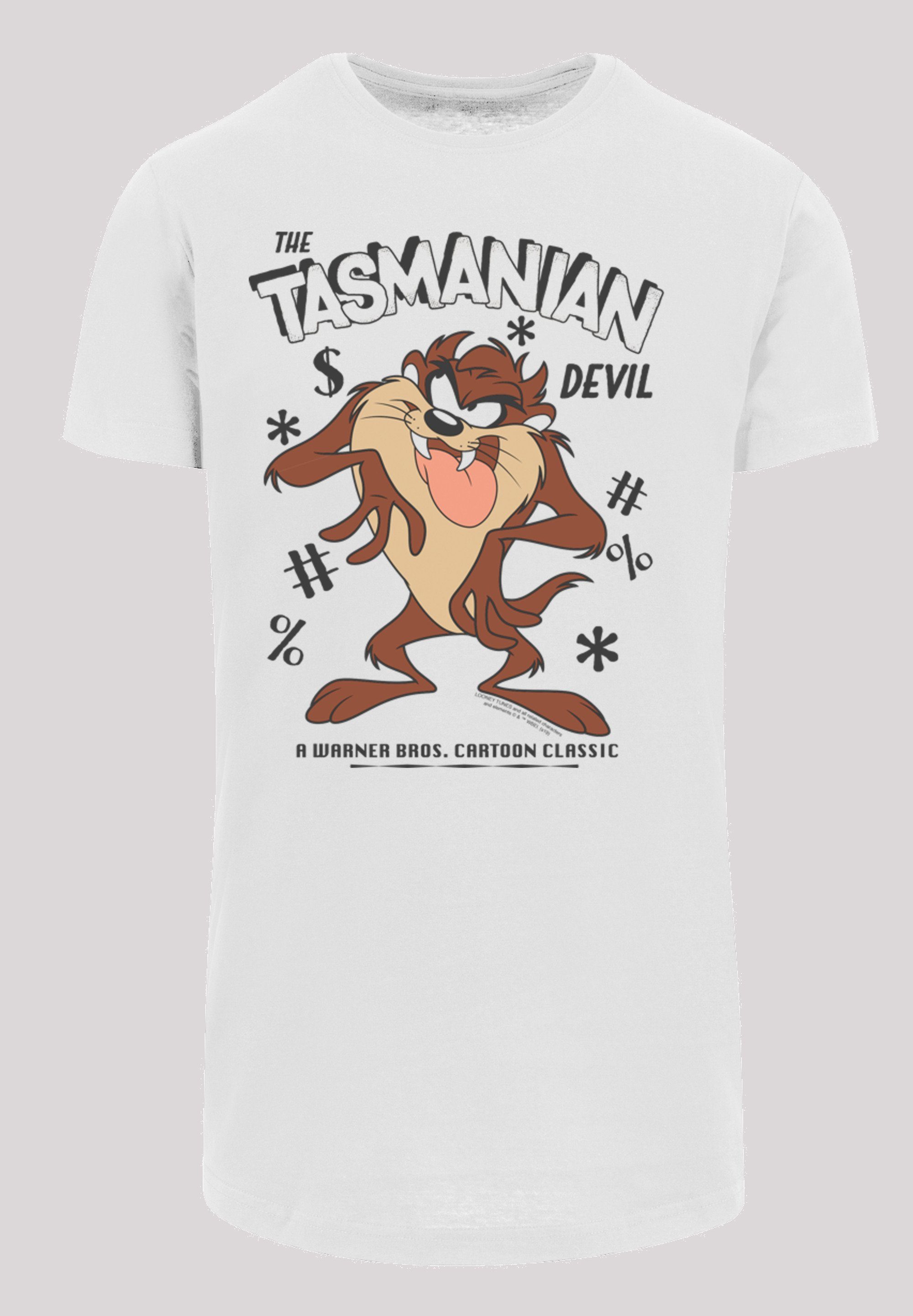 F4NT4STIC Kurzarmshirt Herren Vintage Tasmanian Devil -WHT with Shaped Long Tee (1-tlg)
