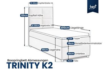 Best for Home Boxspringbett mit Bettkasten Trinity K-2 SINGLE Bonellfederkern inkl. Topper, mit Lieferung