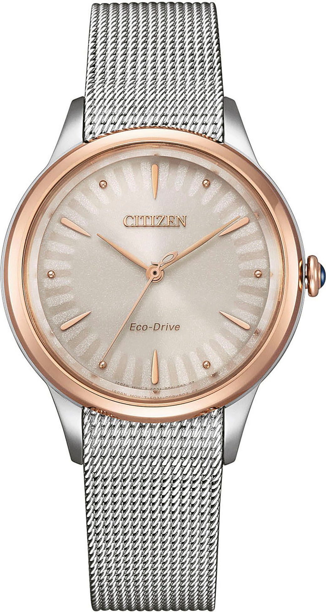 Citizen Solaruhr EM1156-80X, Armbanduhr, Damenuhr, Edelstahlarmband, analog