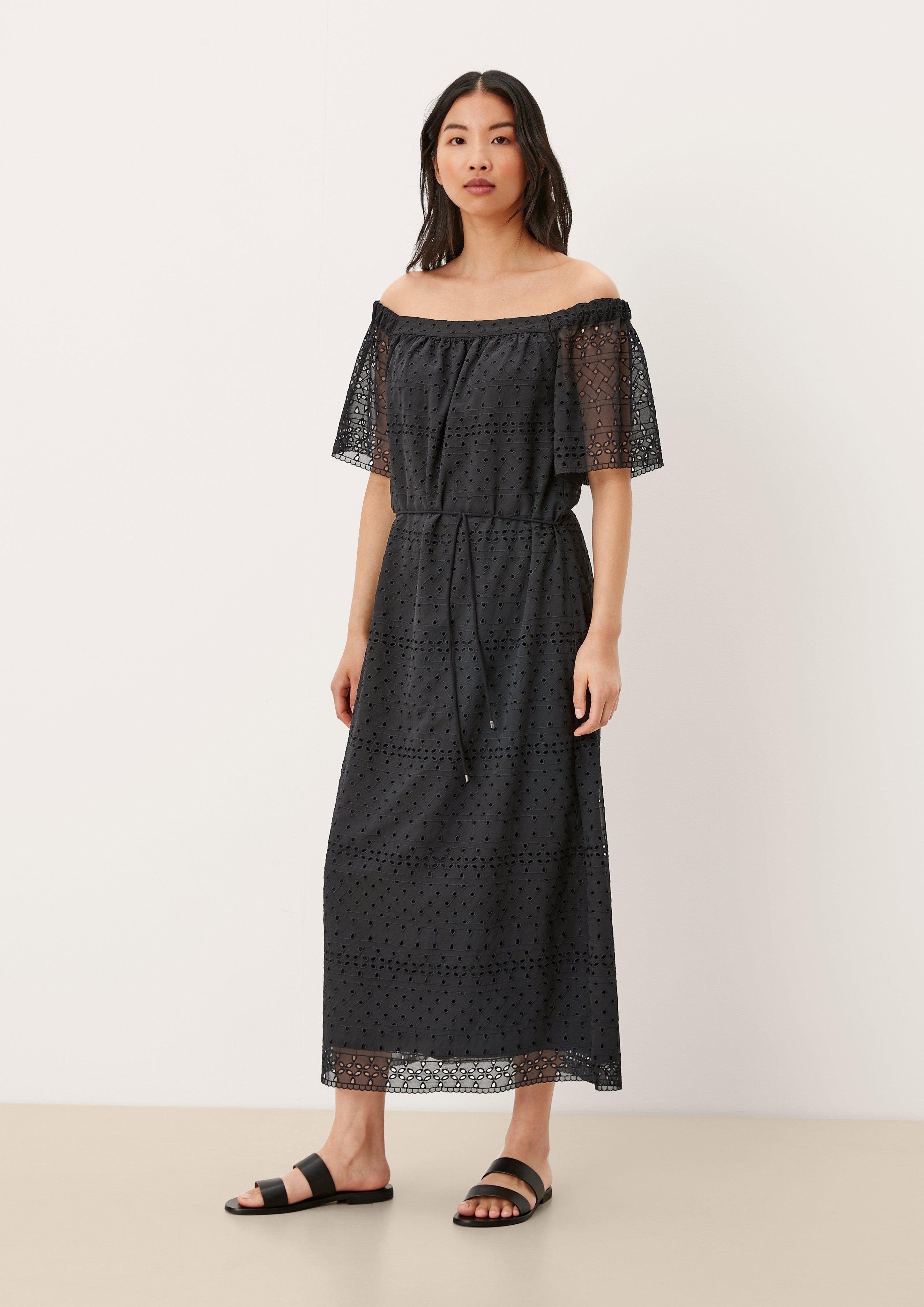 s.Oliver BLACK LABEL Maxikleid Kleid aus Broderie Anglaise | Jerseykleider