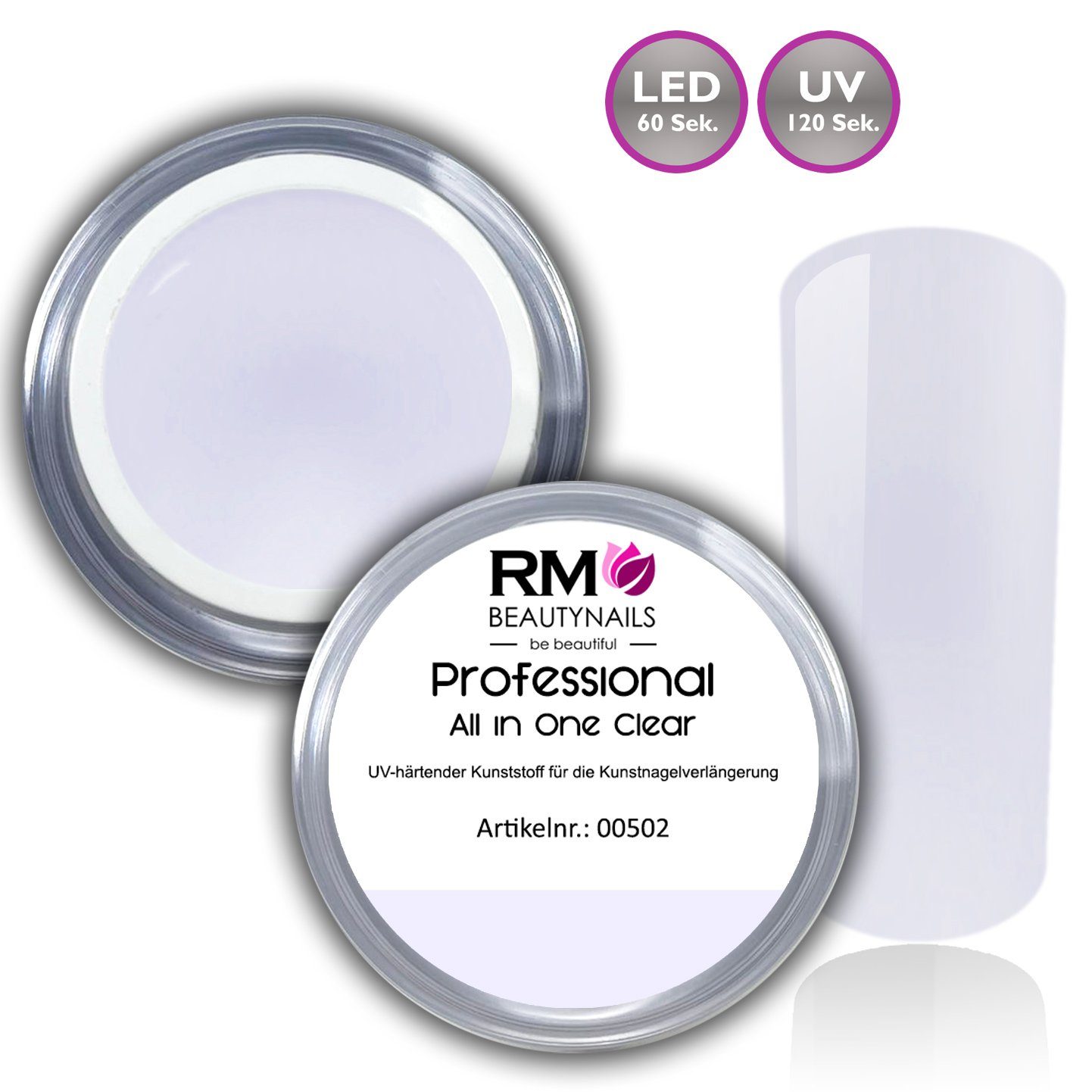 RM Beautynails UV-Gel Professional UV Led Gel All in One Clear 1-Phasengel Nagelgel, Honigeffekt, Nageldesign, Künstliche Nägel, Fingernagel