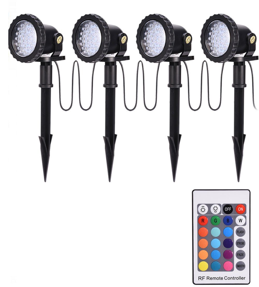 Rosnek Gartenstrahler RGB,Wasserdichte,mit Erdspieß Fernbedienung,für Outdoor Rasen, LED, RGB, LED-Rasenleuchte, LED Gartenlicht
