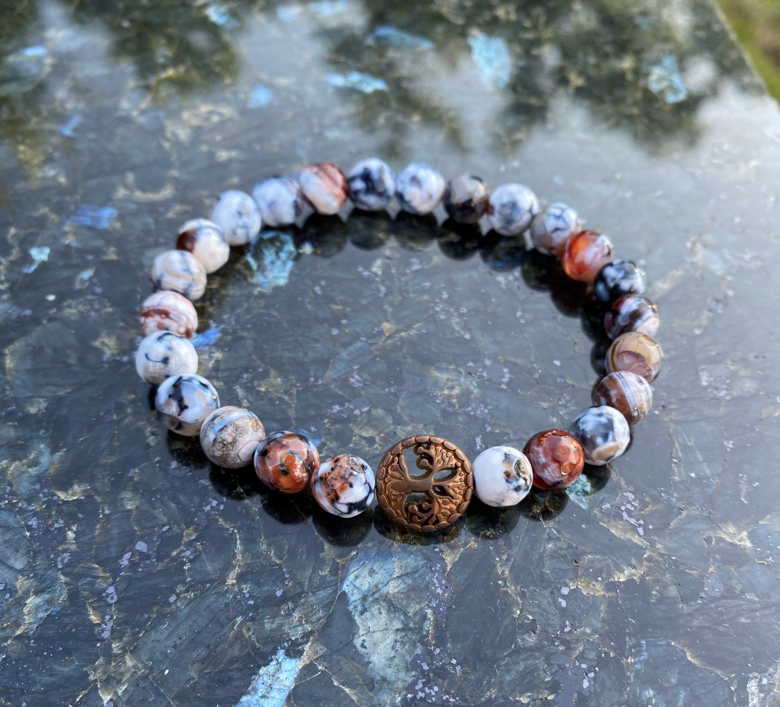 NAHLE Perlenarmband Lebensbaum Achat Naturstein Armband Baum des Lebens Arm günstig online kaufen