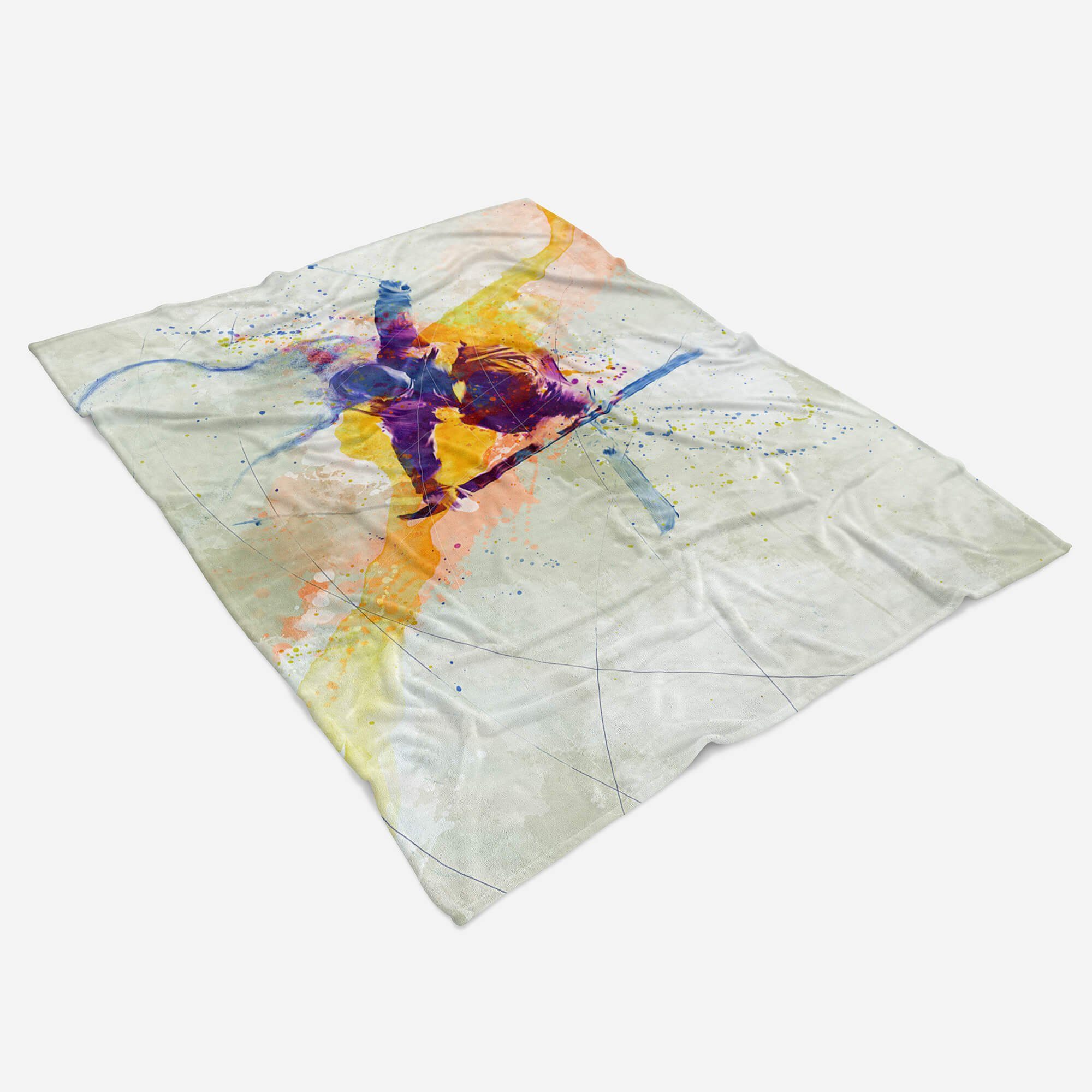 Sinus Art Handtücher (1-St), Baumwolle-Polyester-Mix Handtuch Handtuch Sport Skikunstspringen, SplashArt Strandhandtuch Saunatuch Kunstvoll Kuscheldecke