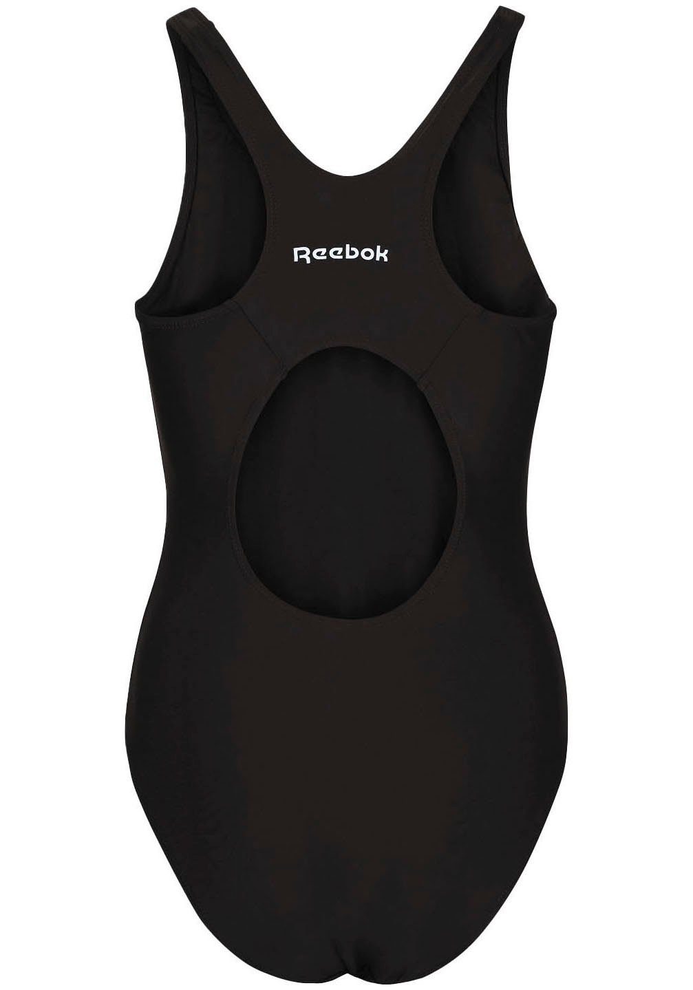Reebok Badeanzug "Adelia" Racer-Back Cut Out, sportlich, schlicht, bequem, Logo vorne