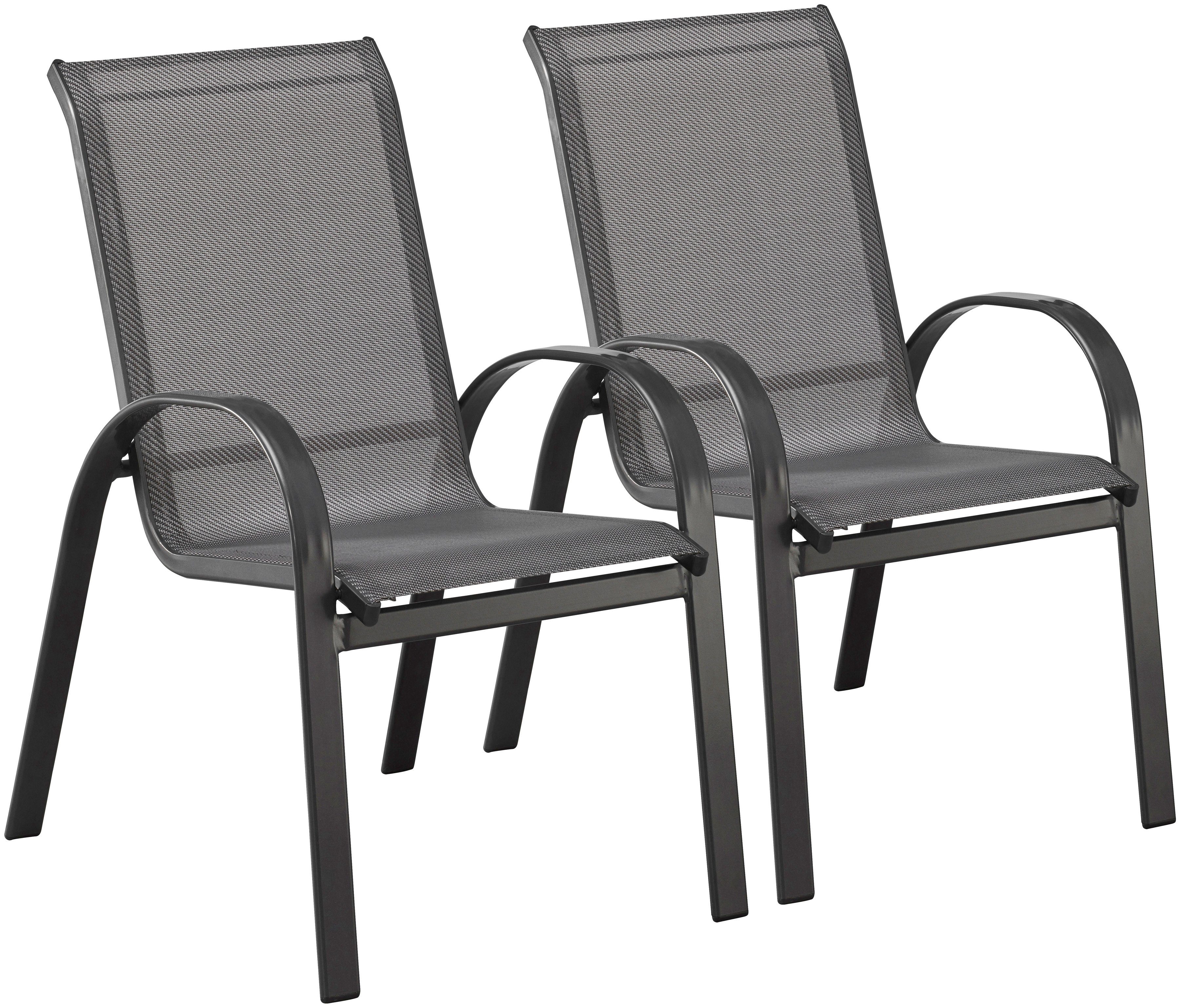MERXX Gartenstuhl Amalfi (Set, 2 St), 2er Set, Alu/Textil, stapelbar, anthr günstig online kaufen
