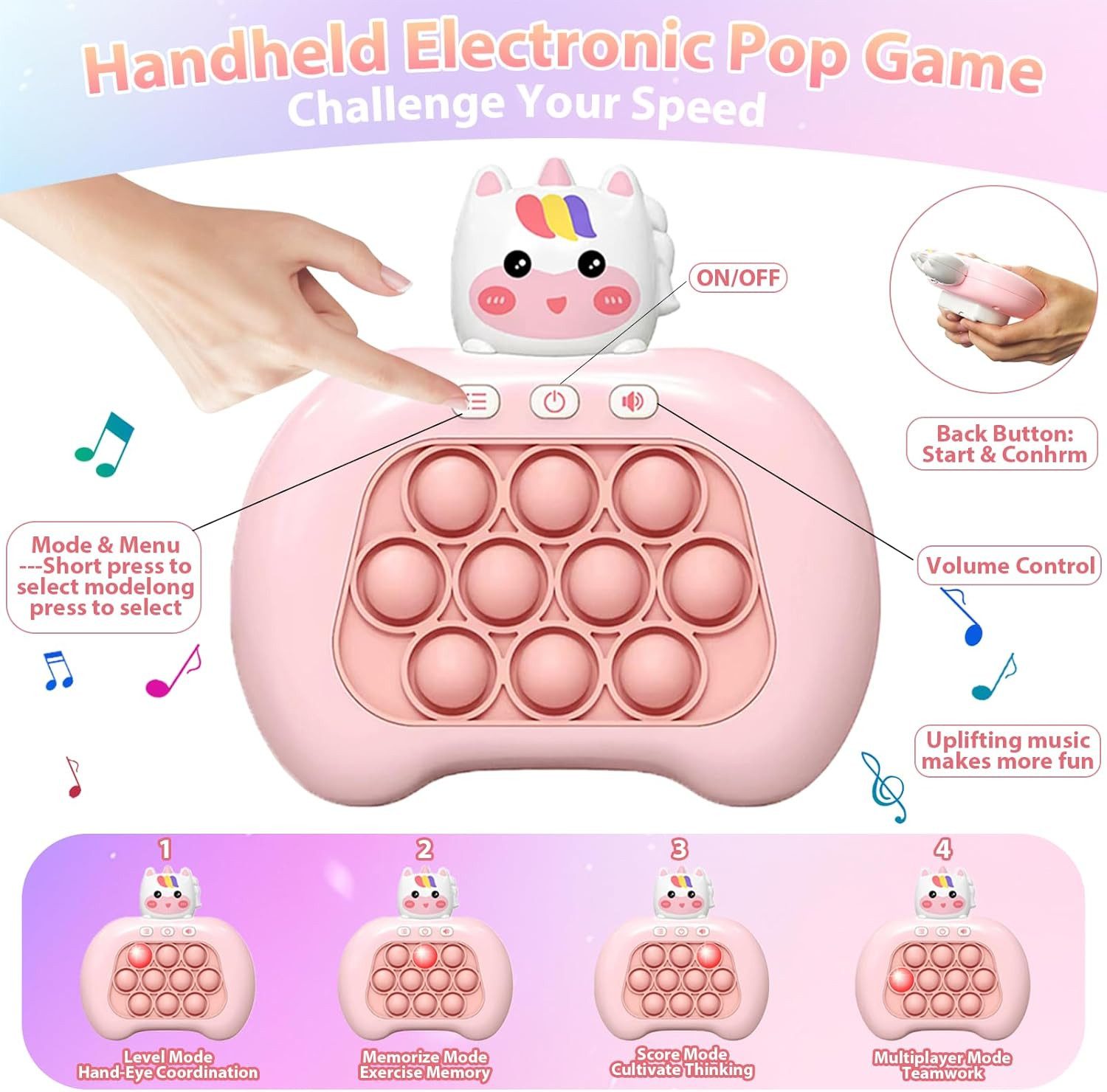 UE Stock Lernspielzeug Pop It Fidget Bubble Push Sensorspiel mit 4 Modi Str günstig online kaufen