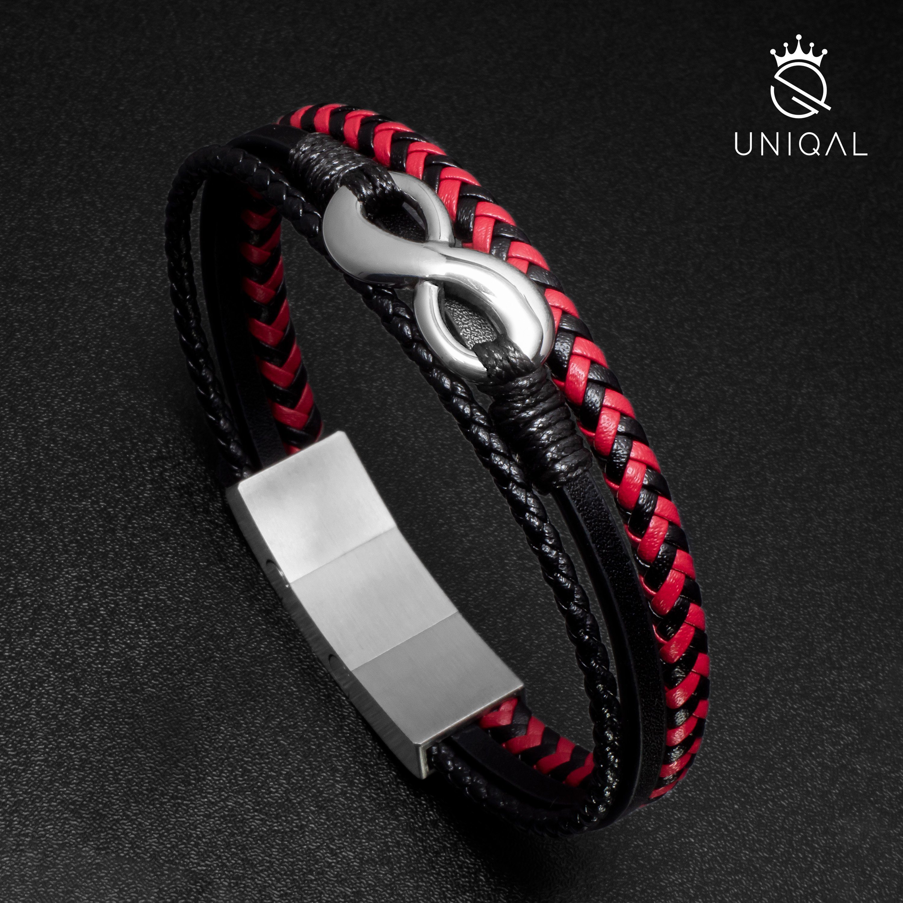 UNIQAL.de Armband Magnetverschluss – Stylische Armbänder mit Verlängerung (Echtes Leder & Edelstahl, – handgefertigt, minimalistisch, Rock Gitarre & Infinity Design), – Unisex Armband als Geschenkidee für Damen & Herren