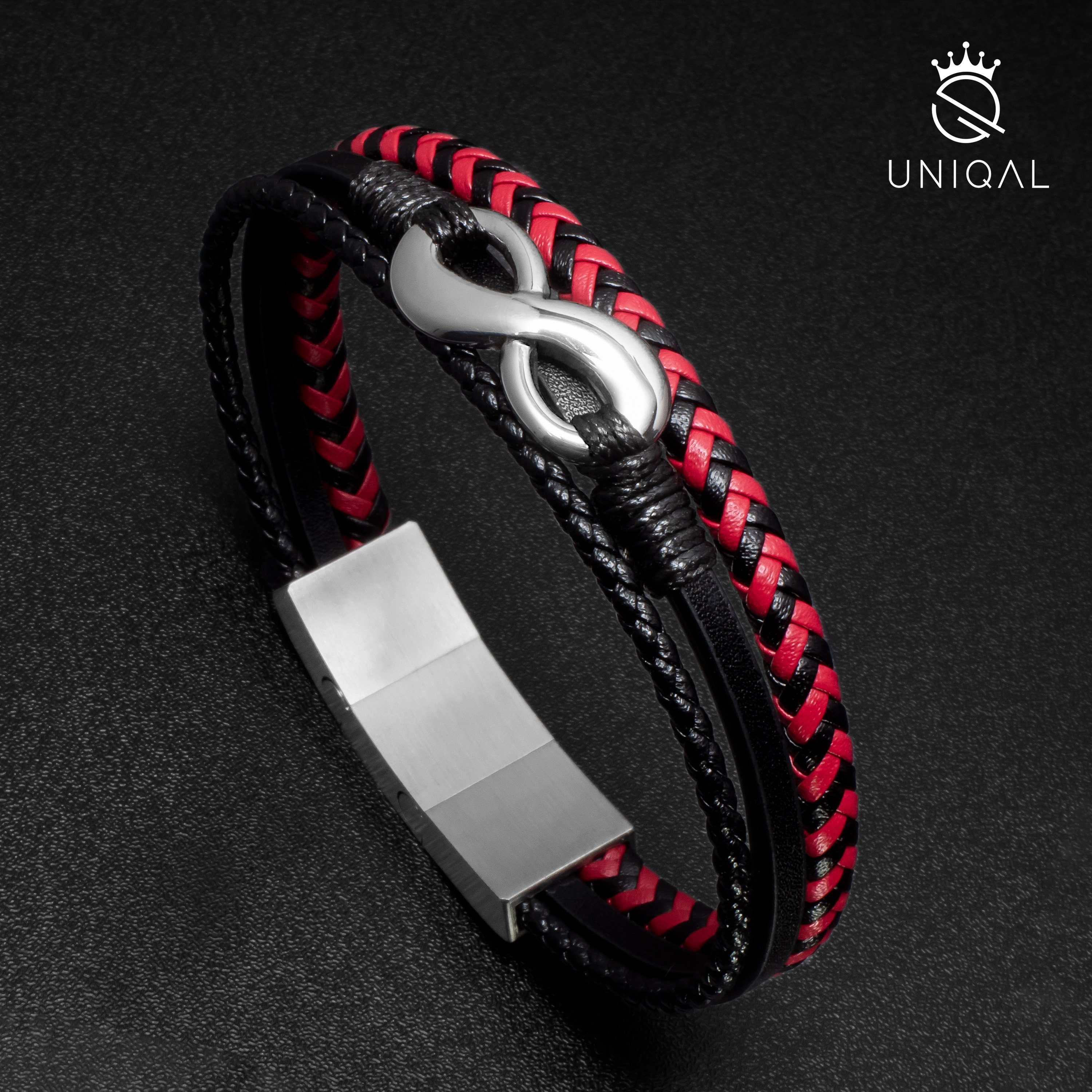 "TIMELESS Lederarmband Unendlichkeit geflochten in INFINITY" UNIQAL.de (Unendlichkeitszeichen, Leder, Armband Designed Germany Handgefertigt), Leder Herren